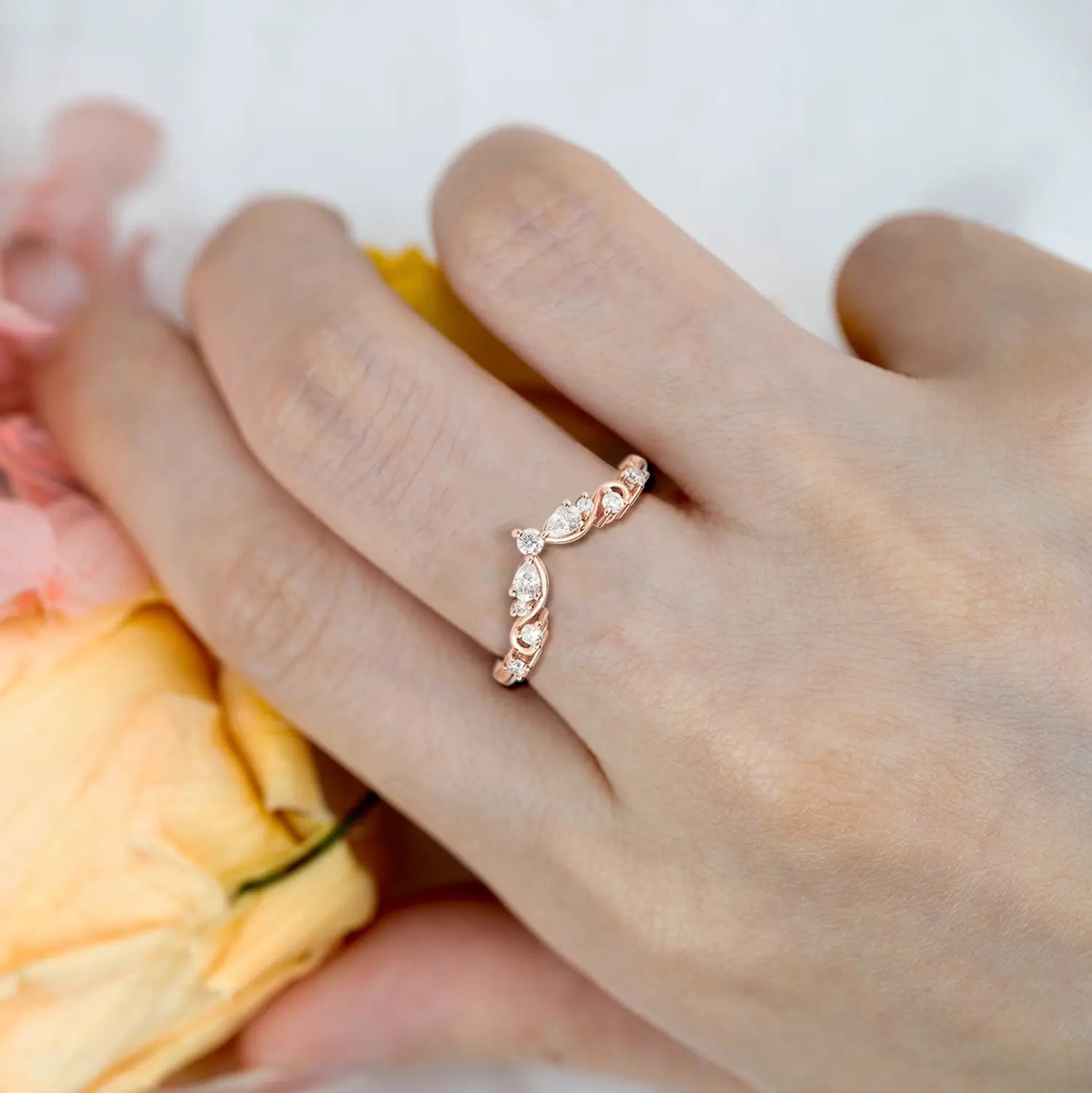 Mirela Moissanite Wedding Band – Vintage Twisted Matching Bands | Wedding ring matching