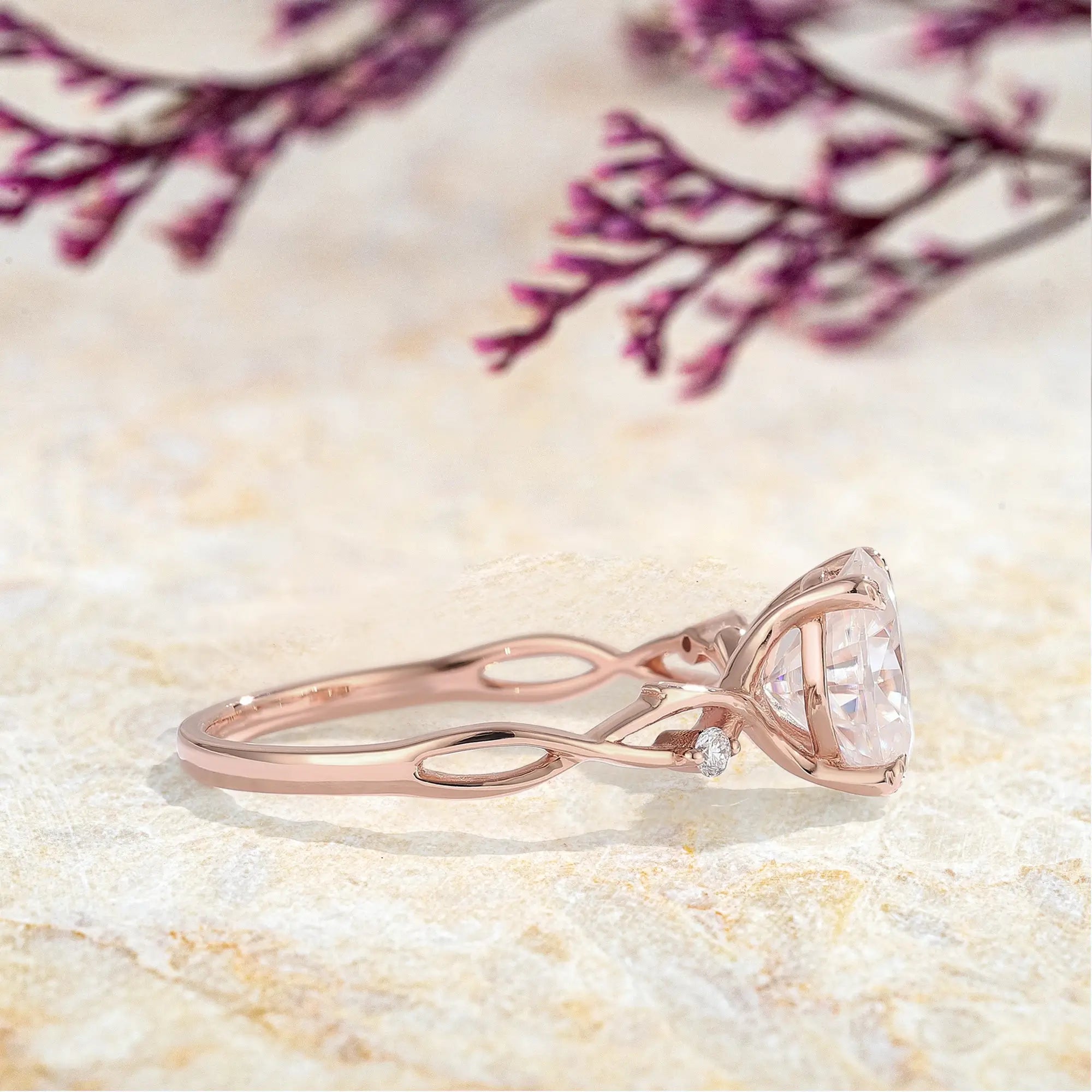 Oval Moissanite Engagement Ring 14K Cross-Branch Promise Rings Handmade custom anniversary ring for women gift