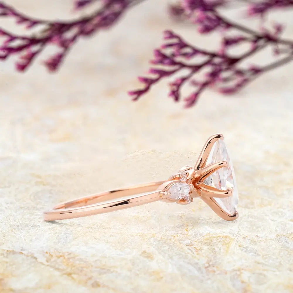 CUSTOM Rose Gold Marquise Moissanite Engagement Ring – Minimalist Thin Band for women gift