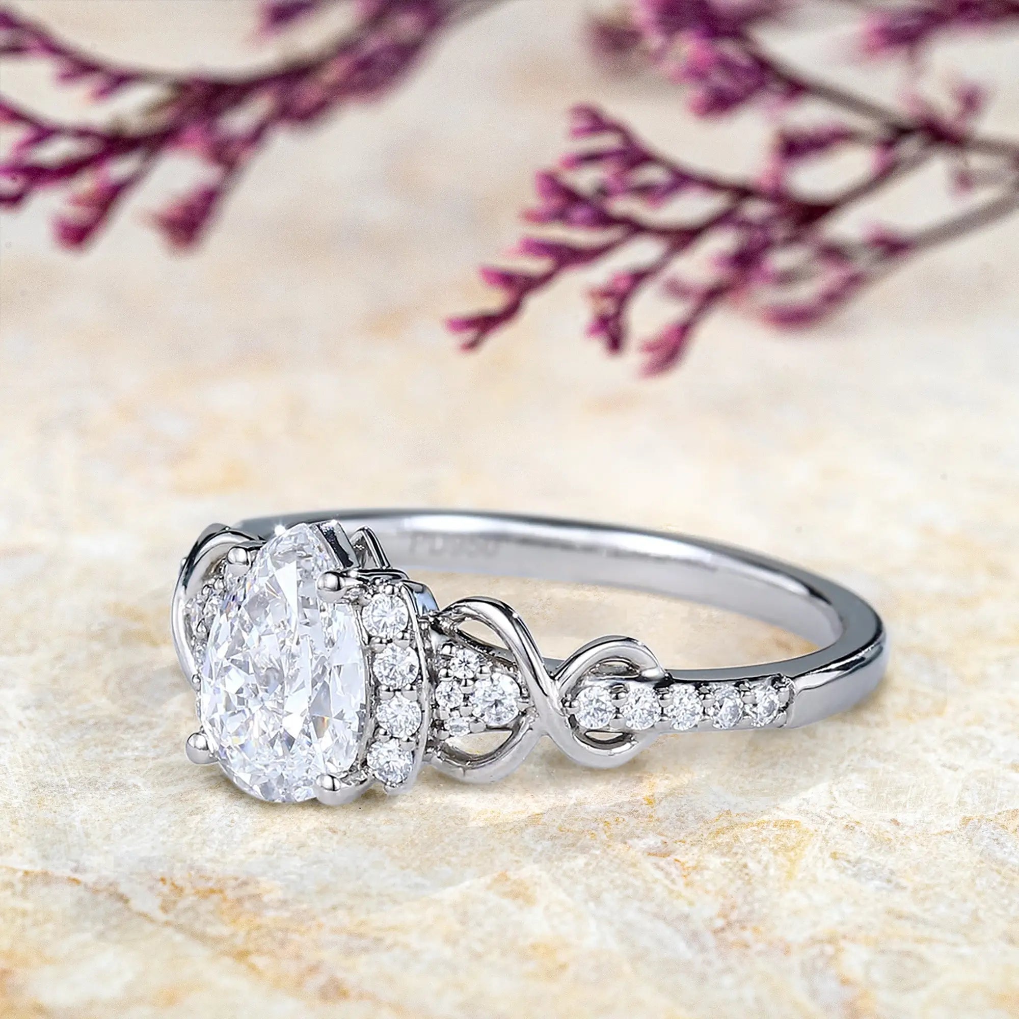 1CT Pear Cut Moissanite Engagement Rings – Art Anniversary Ring for ladies gift 18k white gold