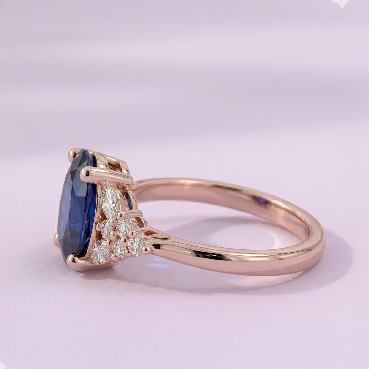 custom rose gold Oval Lab Sapphire Twisted Engagement Ring – September Birthstone orleone