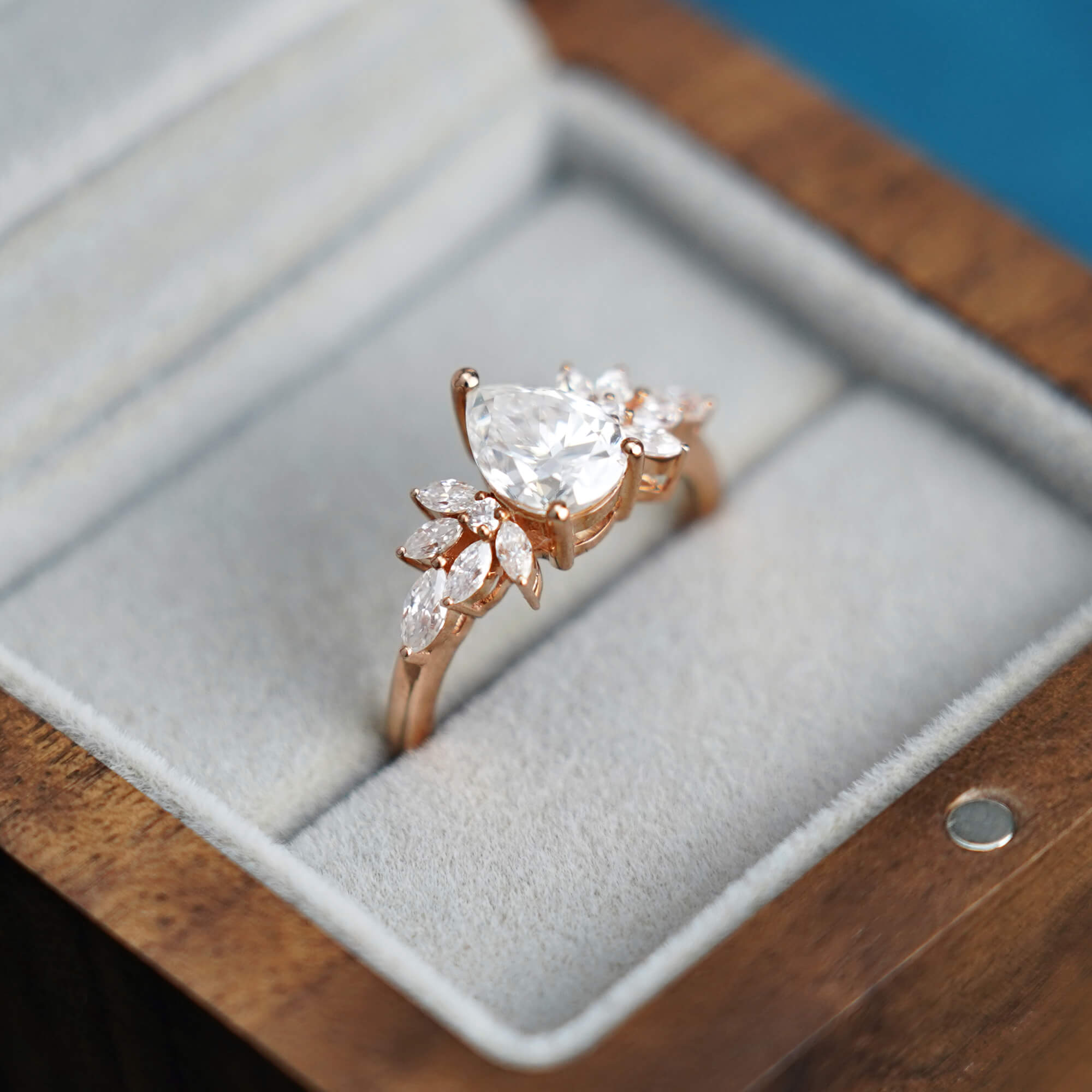 Elegant Pear Moissanite Engagement Rings – Delicate Petal Ring