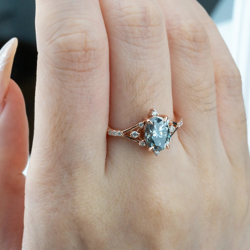 Oval Gray Moissanite Gold Ring – Unique and Contemporary Engagement Rings custom jewelry orleone