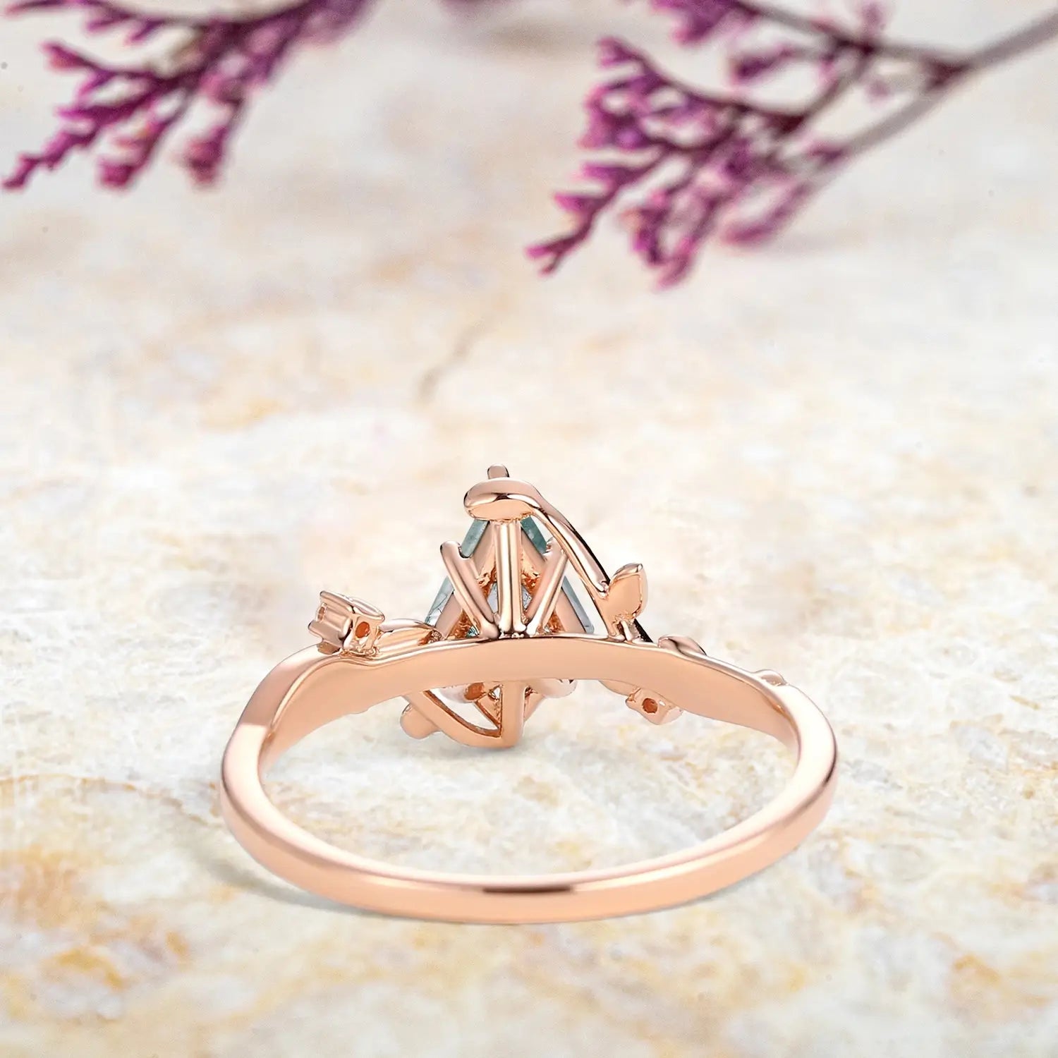 moss agate engagement ring, promise ring