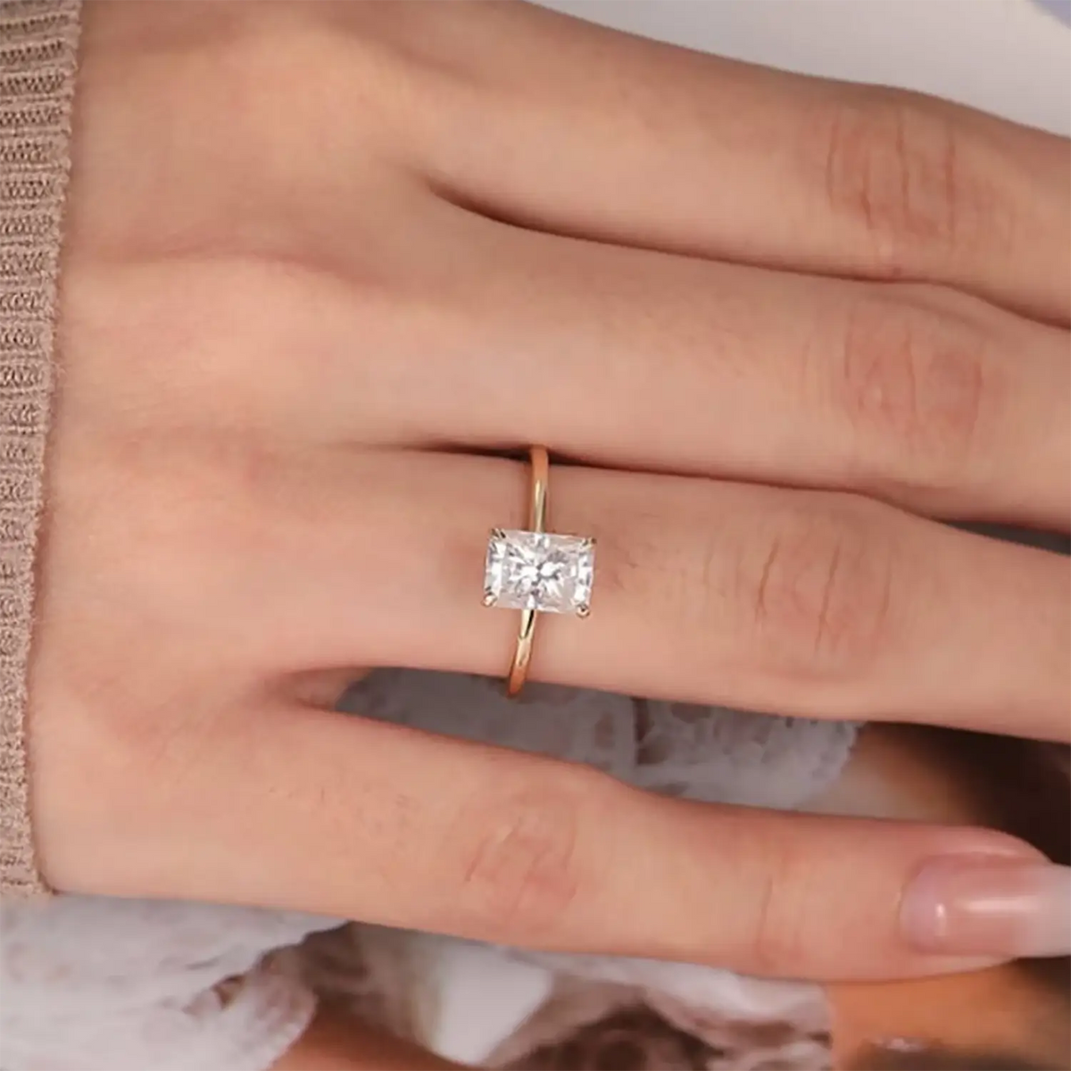 Celestia Emerald Cut – Hidden Halo Lab Diamond Engagement Ring