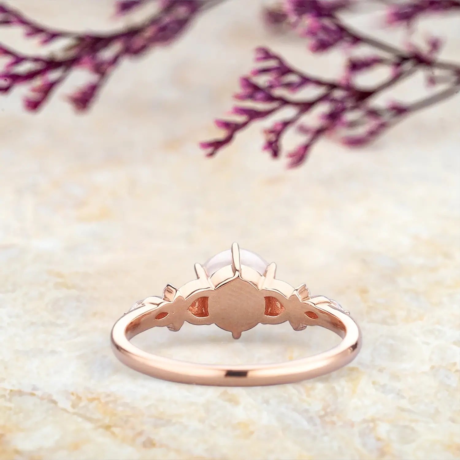 Art Deco Akoya Pearl & Opal Engagement Ring in Solid Gold june birthstone ring for laides promise gift