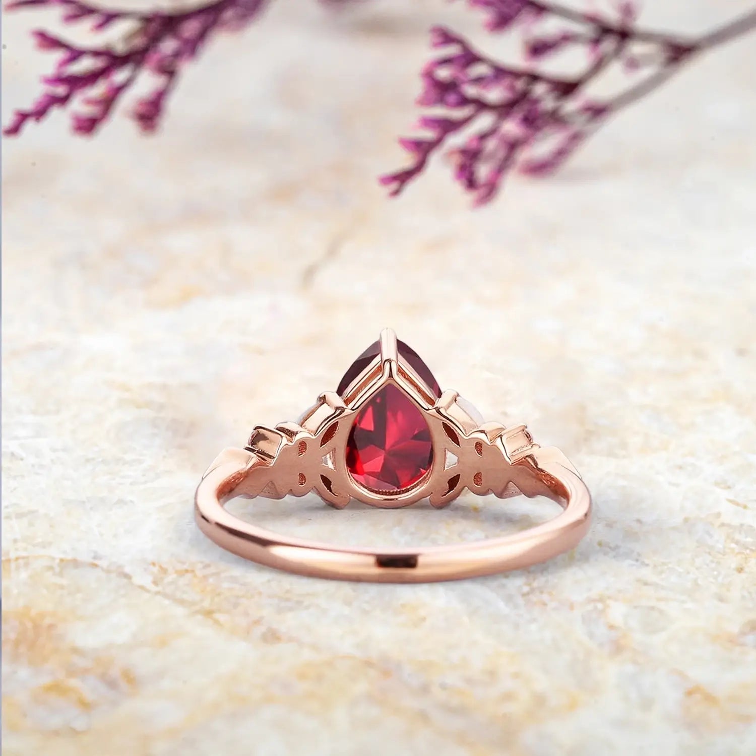 Aurelia – Vintage Ruby Engagement Ring with Opal & Diamond Accents | July Birthstone Ring