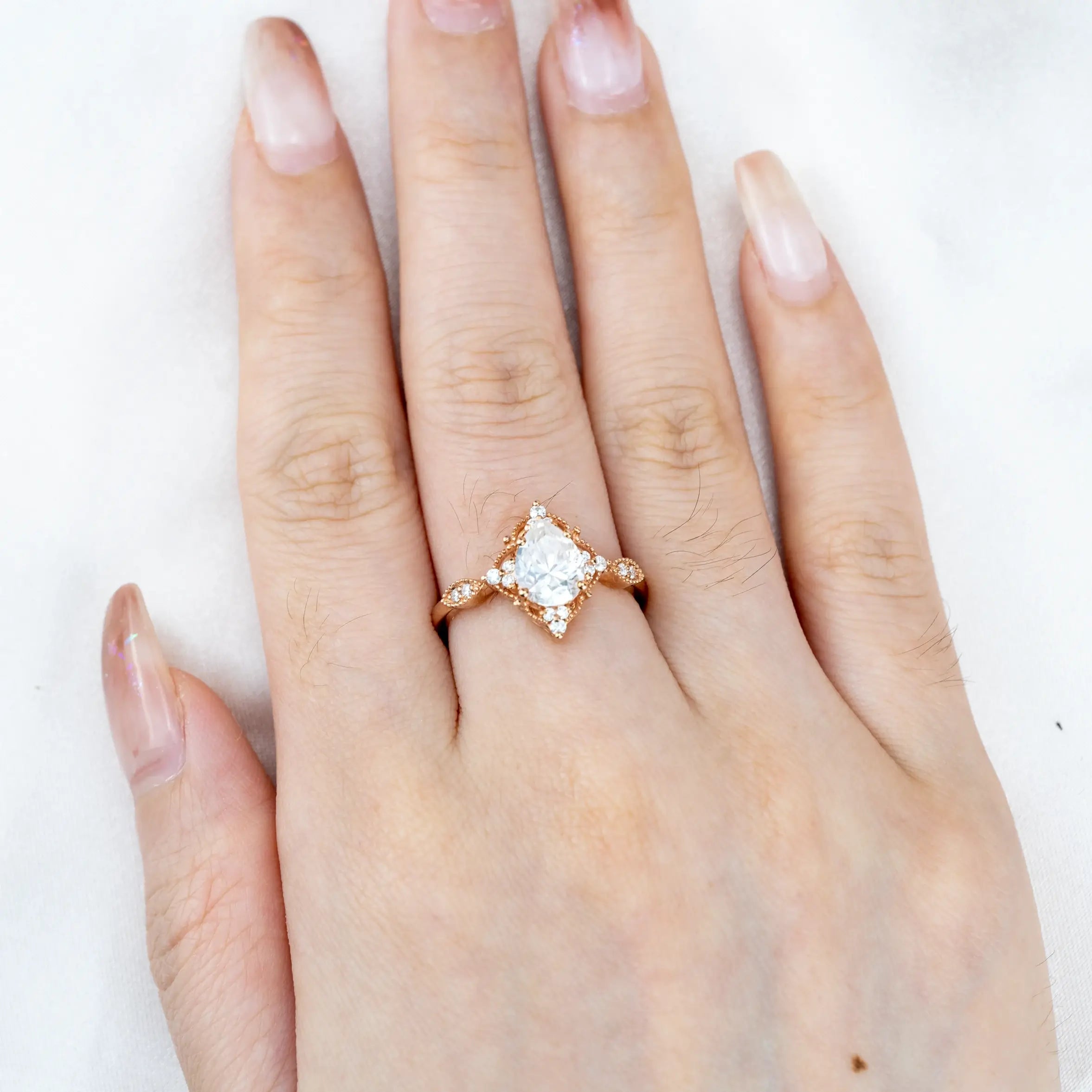 anniversary engagement ring pear cut moissanite ring for women gif