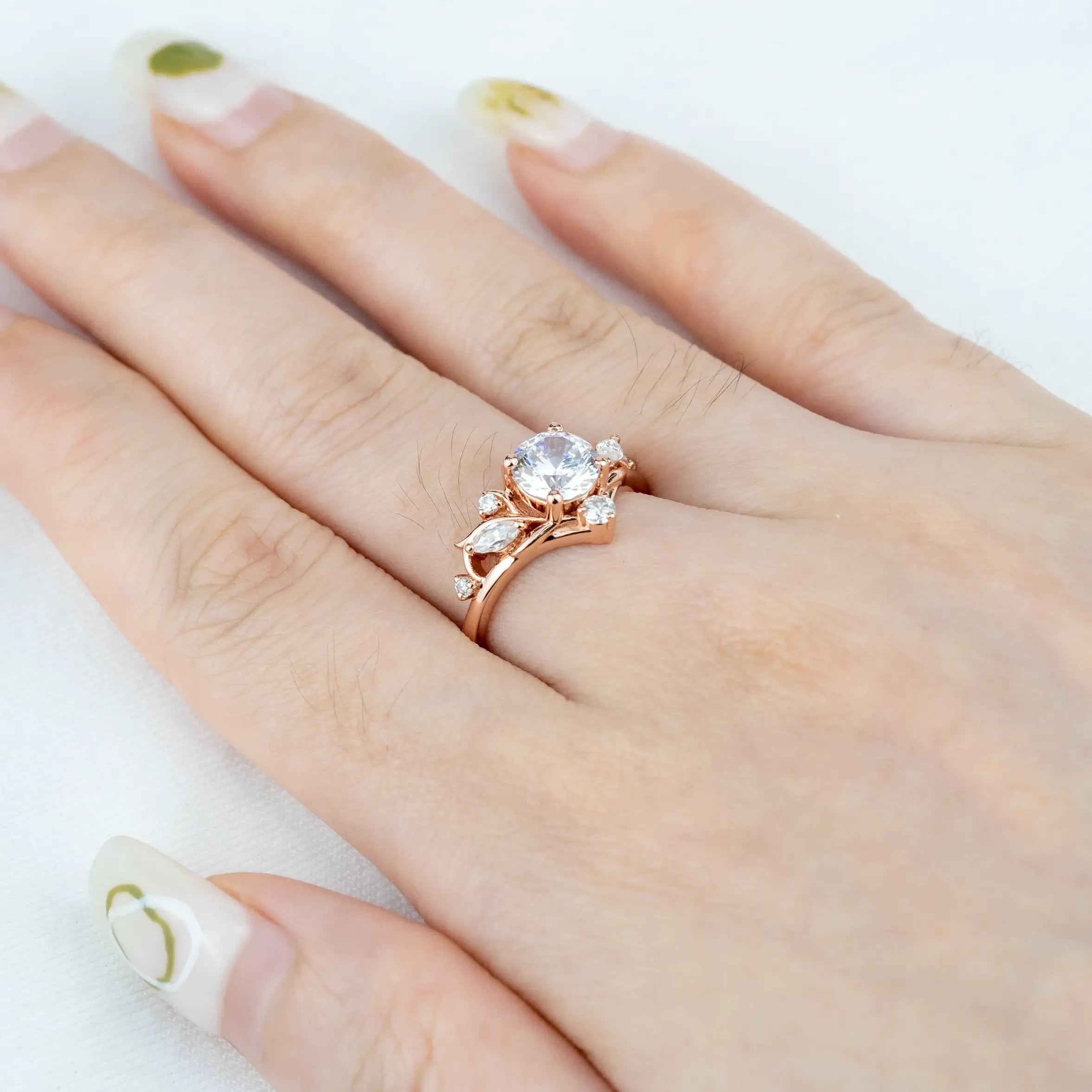 Round Cut Moissanite Engagement Rings for women anniversary ring Cluster Rings