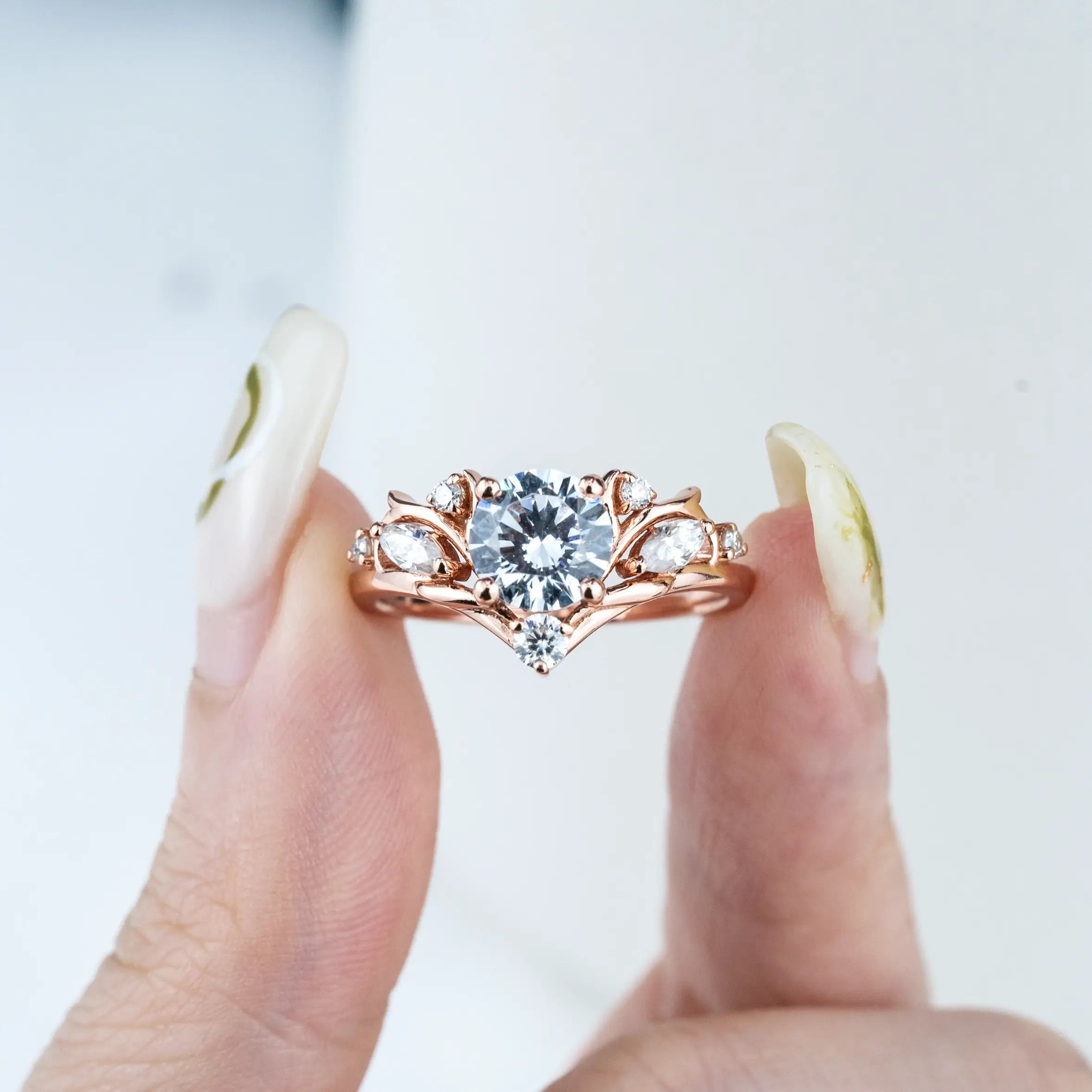 Round Cut Moissanite Engagement Rings for women anniversary ring Cluster Rings
