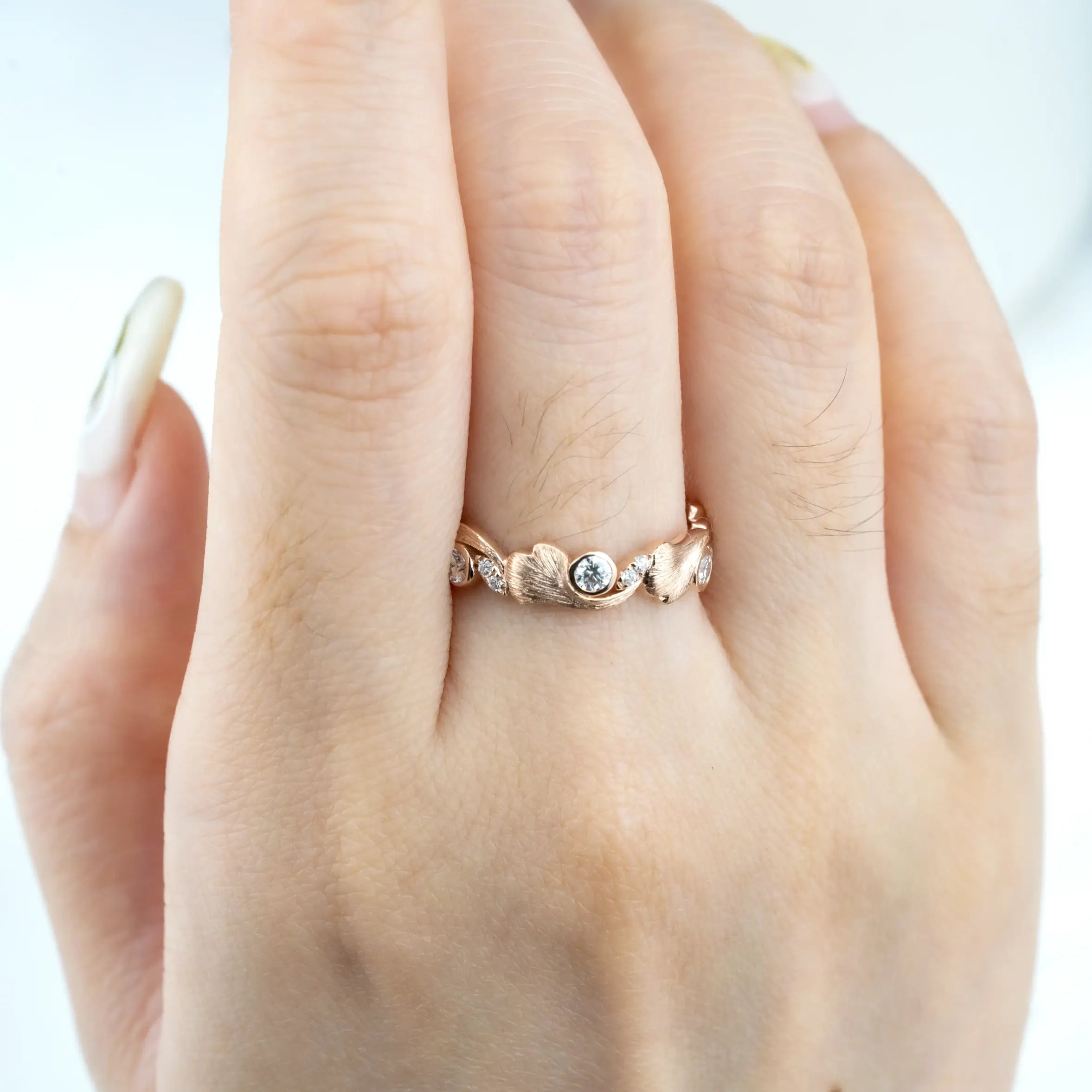 Ocean Whisper Wedding Band | Wave-Inspired Gold Band Nature Inspired Rings diamond wedding ring