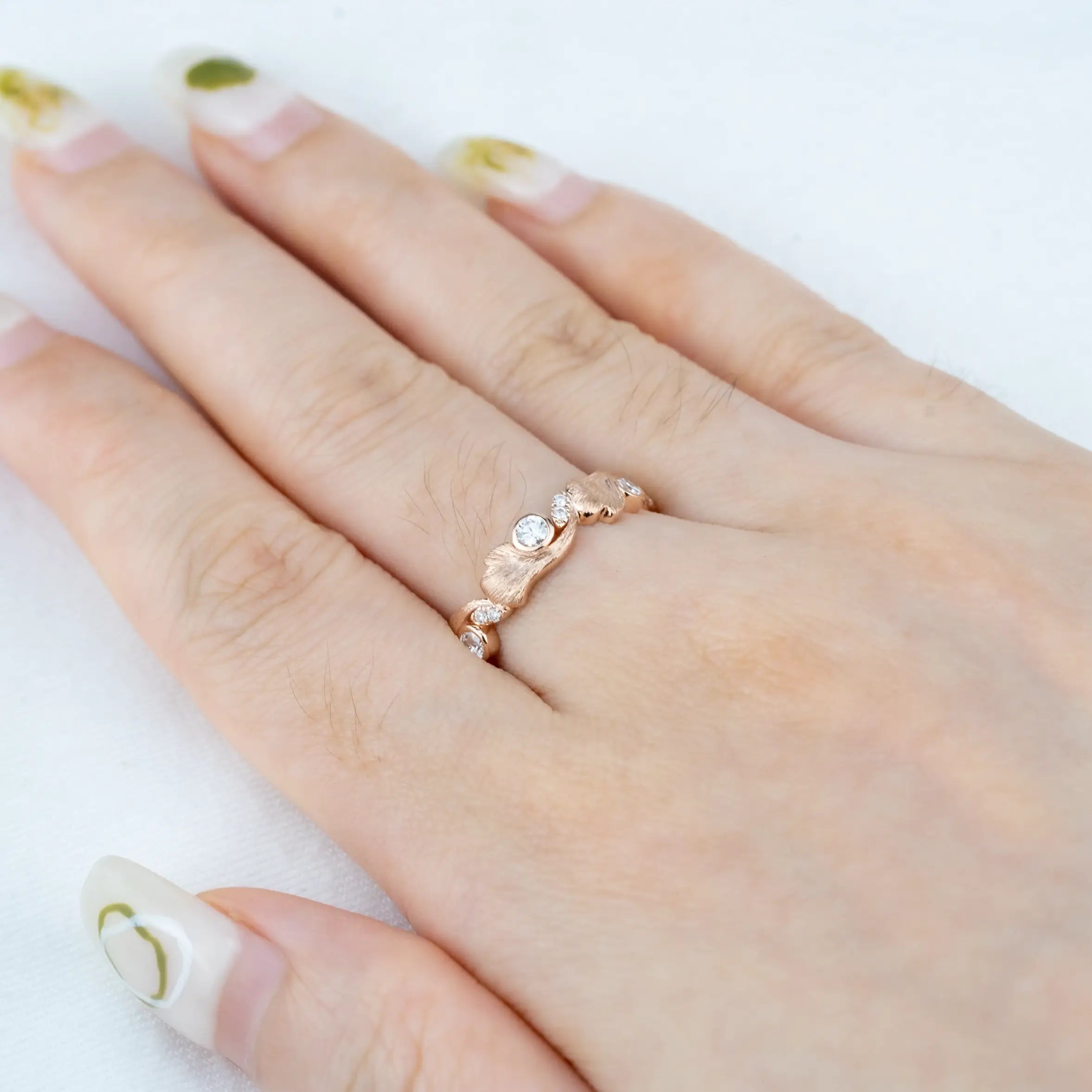 Ocean Whisper Wedding Band | Wave-Inspired Gold Band Nature Inspired Rings diamond wedding ring