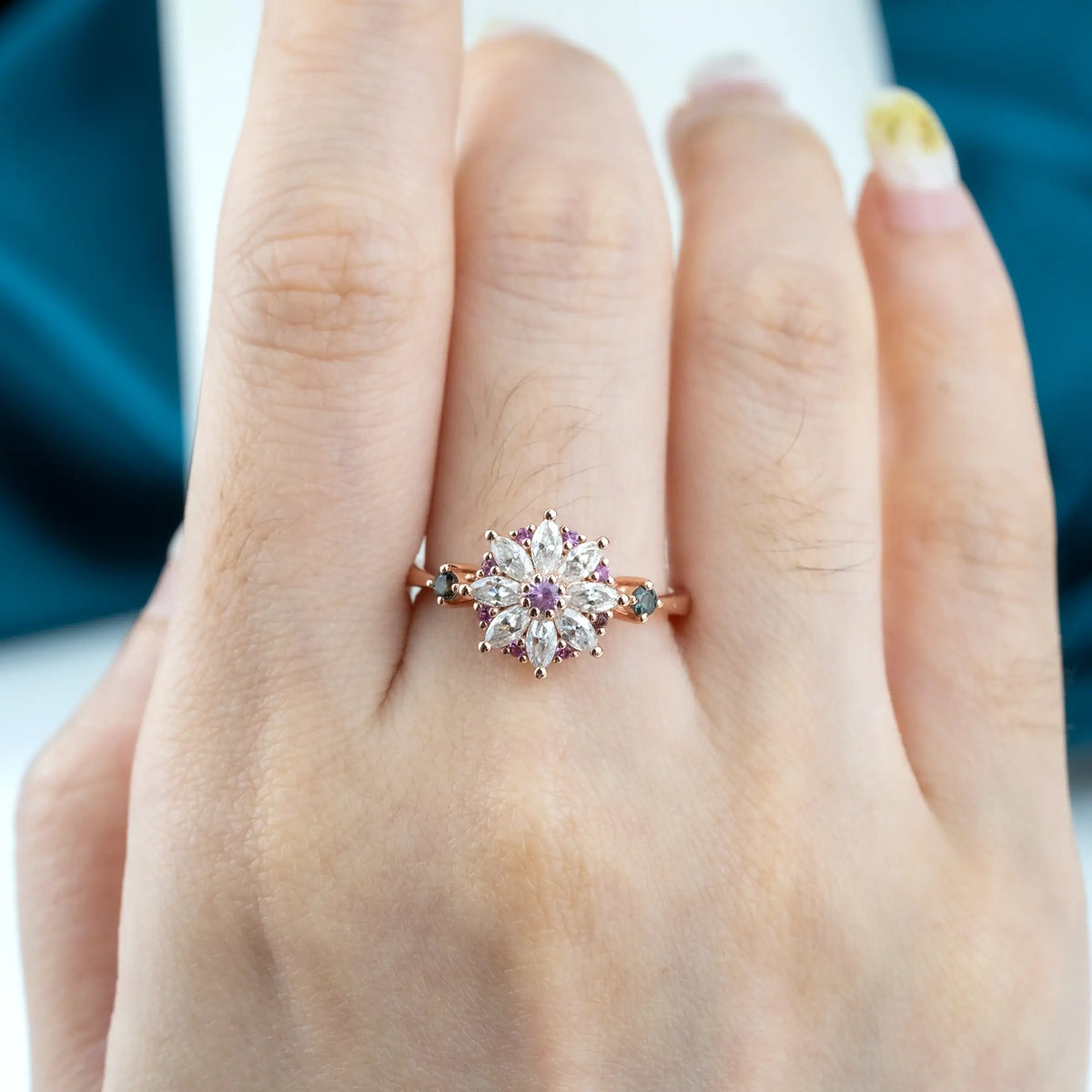 Flower Rings Custom Moissanite Gold Ring flora art ring for ladies anniversary
jewelry gift
