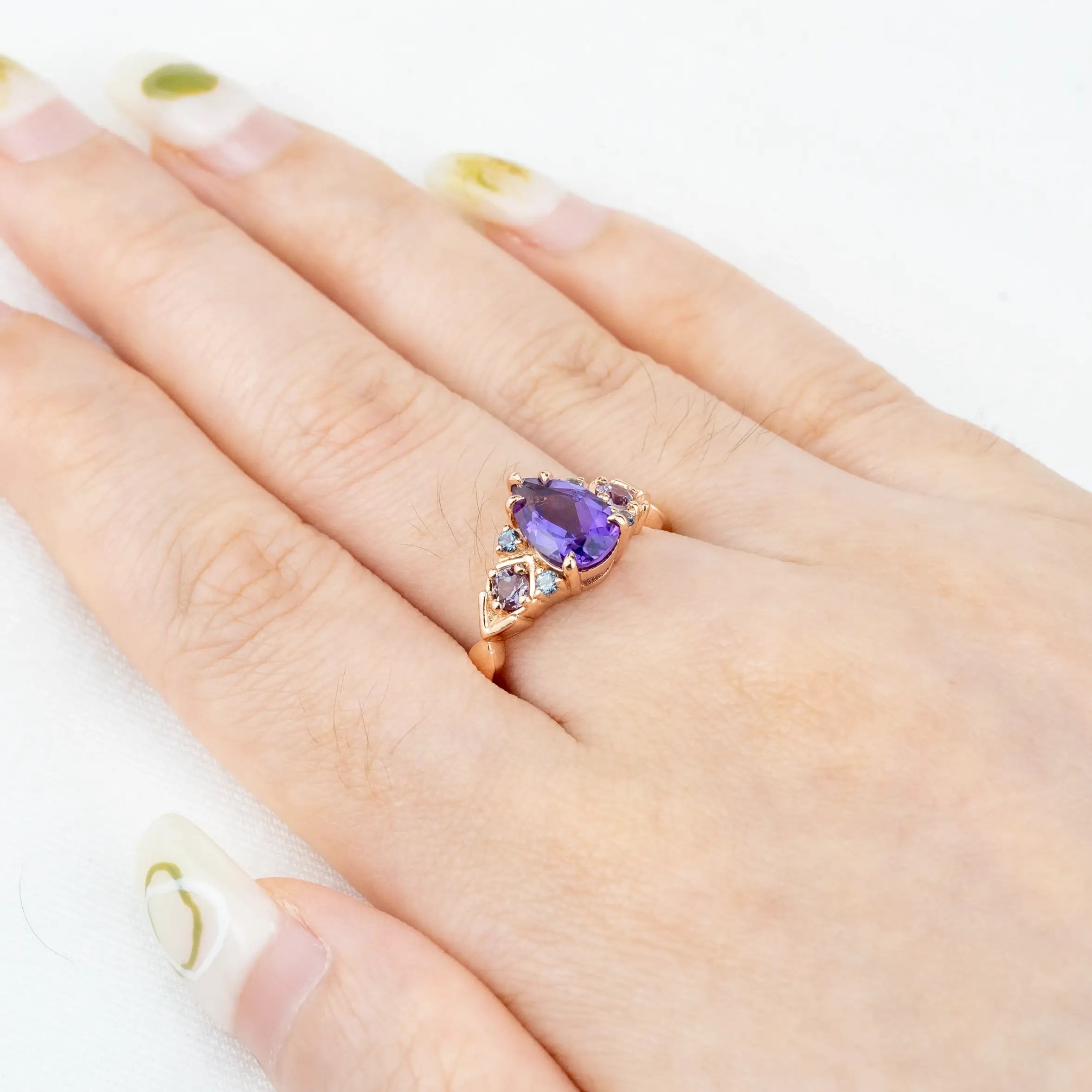 Amethyst Ring – Vintage February Birthstone Engagement Rings Custom Unique Gold Ring anniversary gift for women