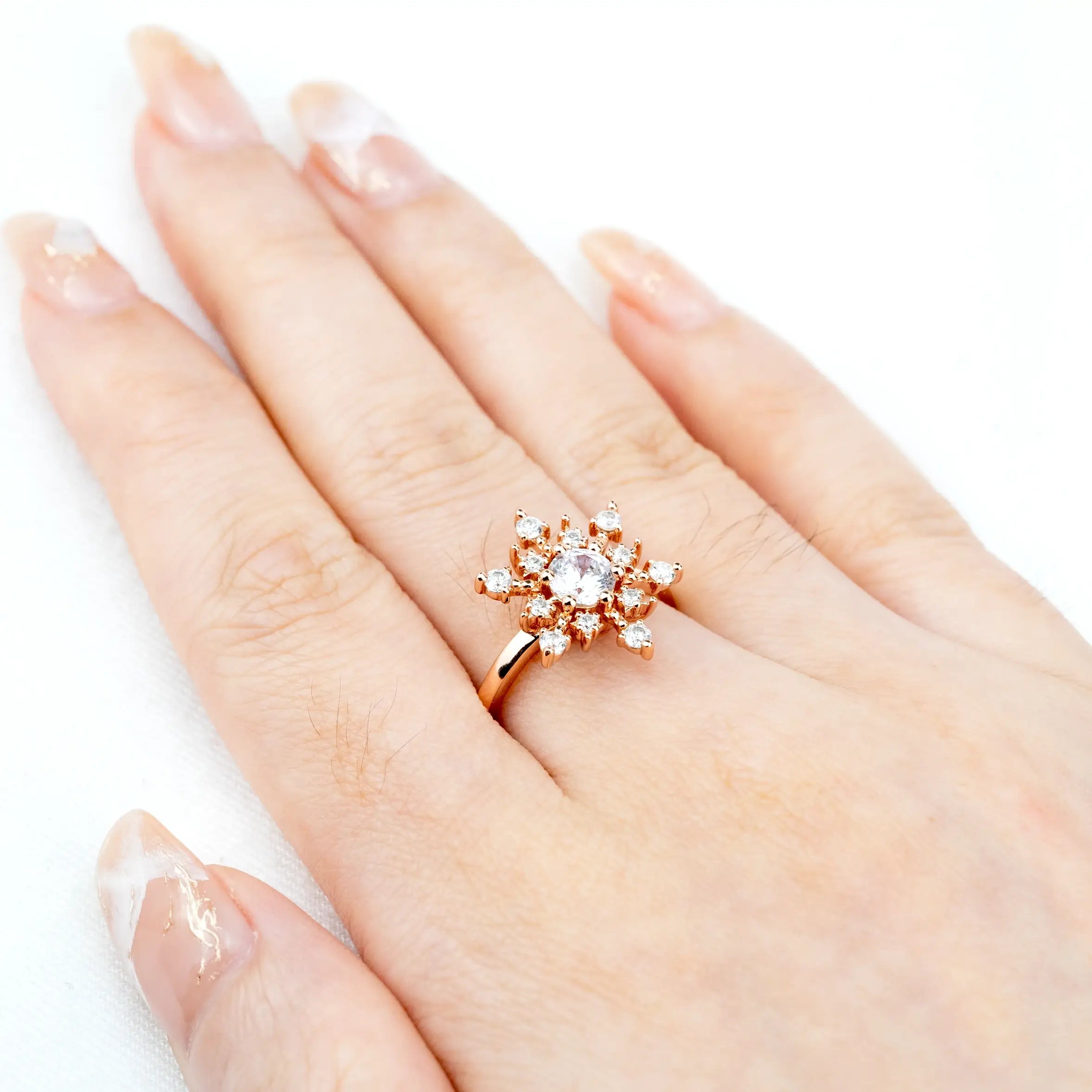 Custom Unique Engagement Ring Snowflake Ring Christmas Gifts Anniversary Ring