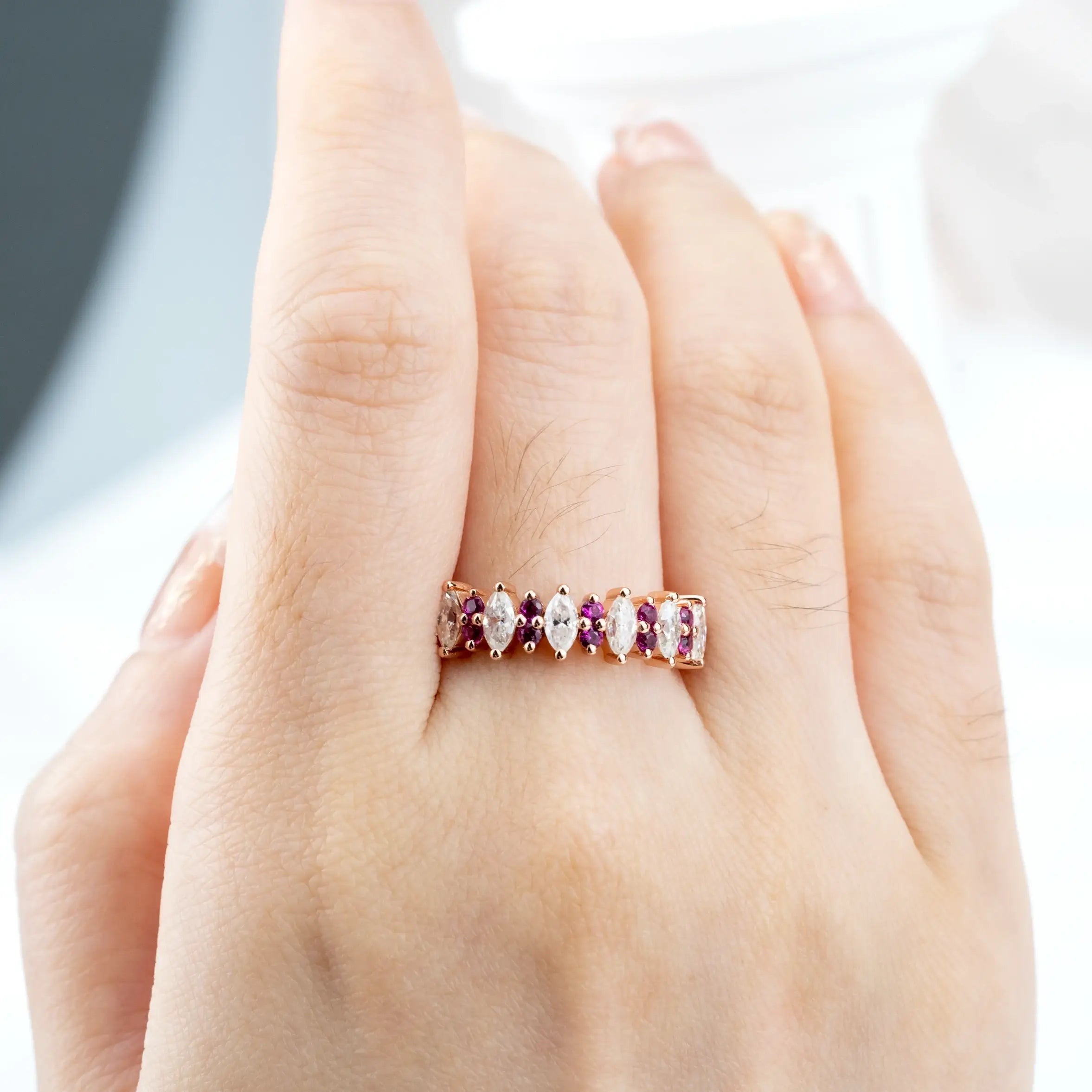 ORLEONE Cluster Ring Moissanite Ring Wedding Band anniversary ring for women promise jewelry