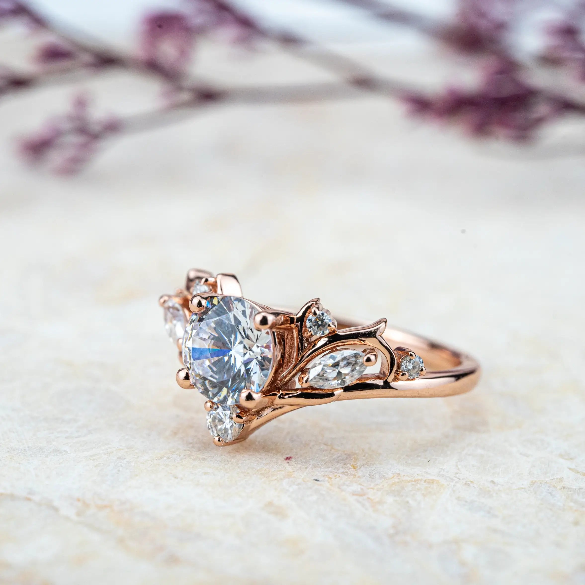 Round Cut Moissanite Engagement Rings for women anniversary ring Cluster Rings