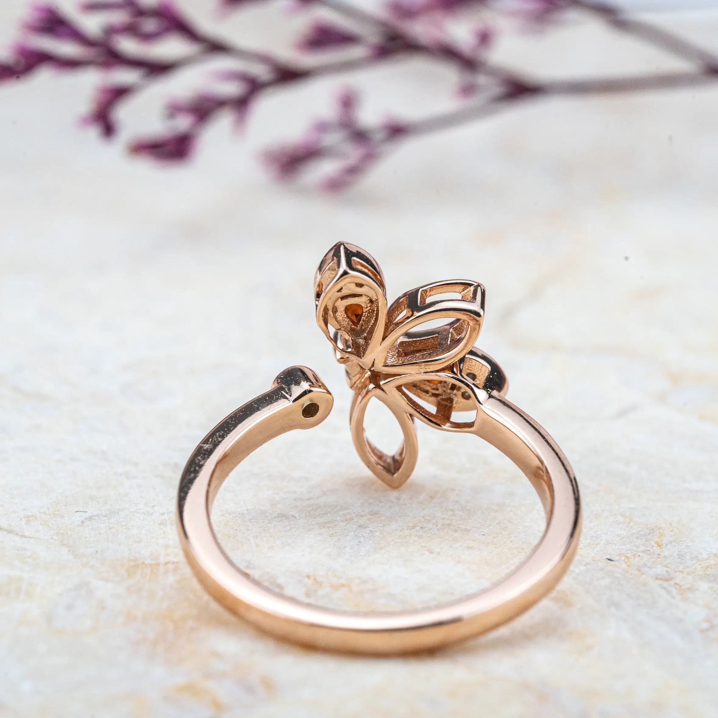 Petal Dance - Flower Garnet Rings Birthstone Diamond Engagement Rings