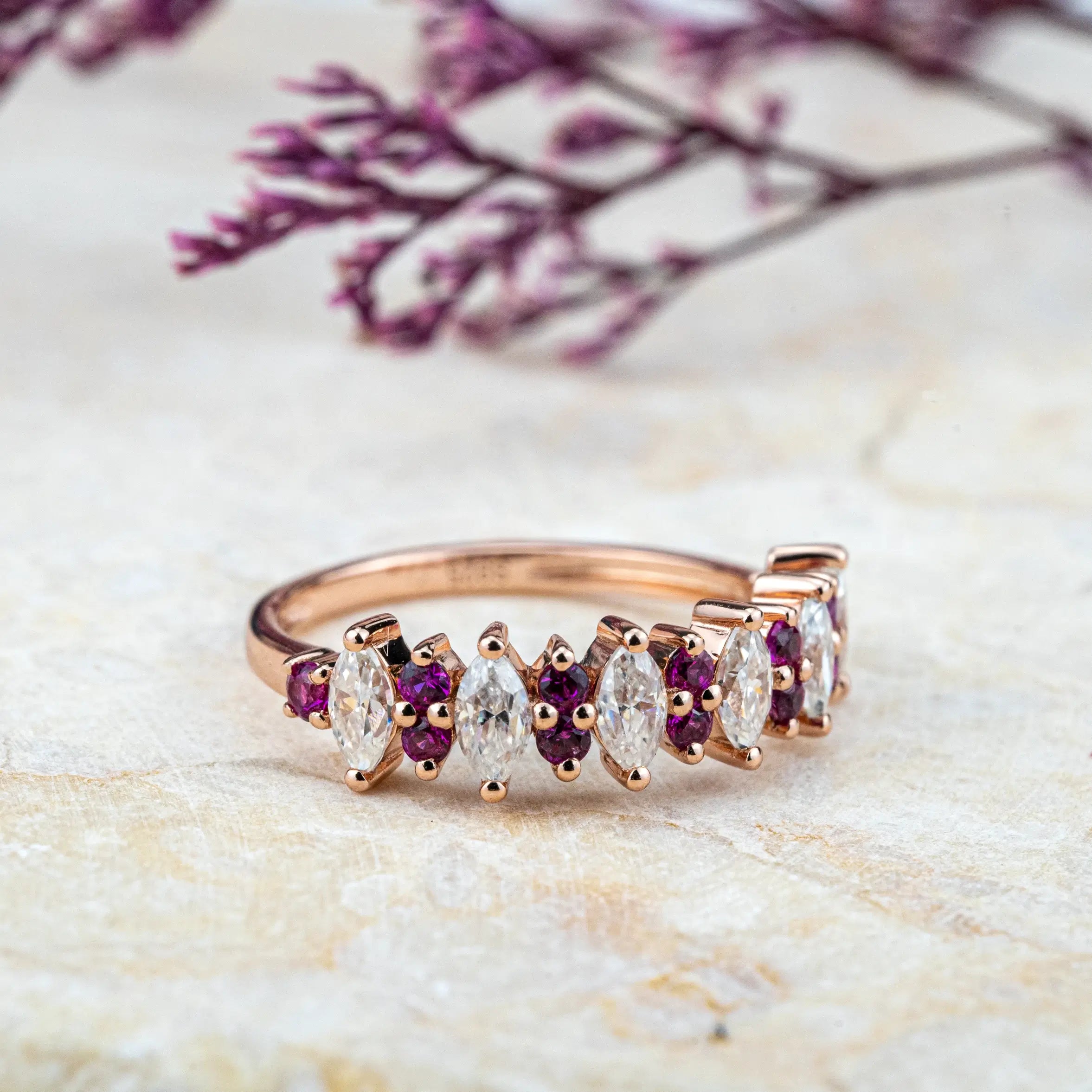 ORLEONE Cluster Ring Moissanite Ring Wedding Band anniversary ring for women promise jewelry