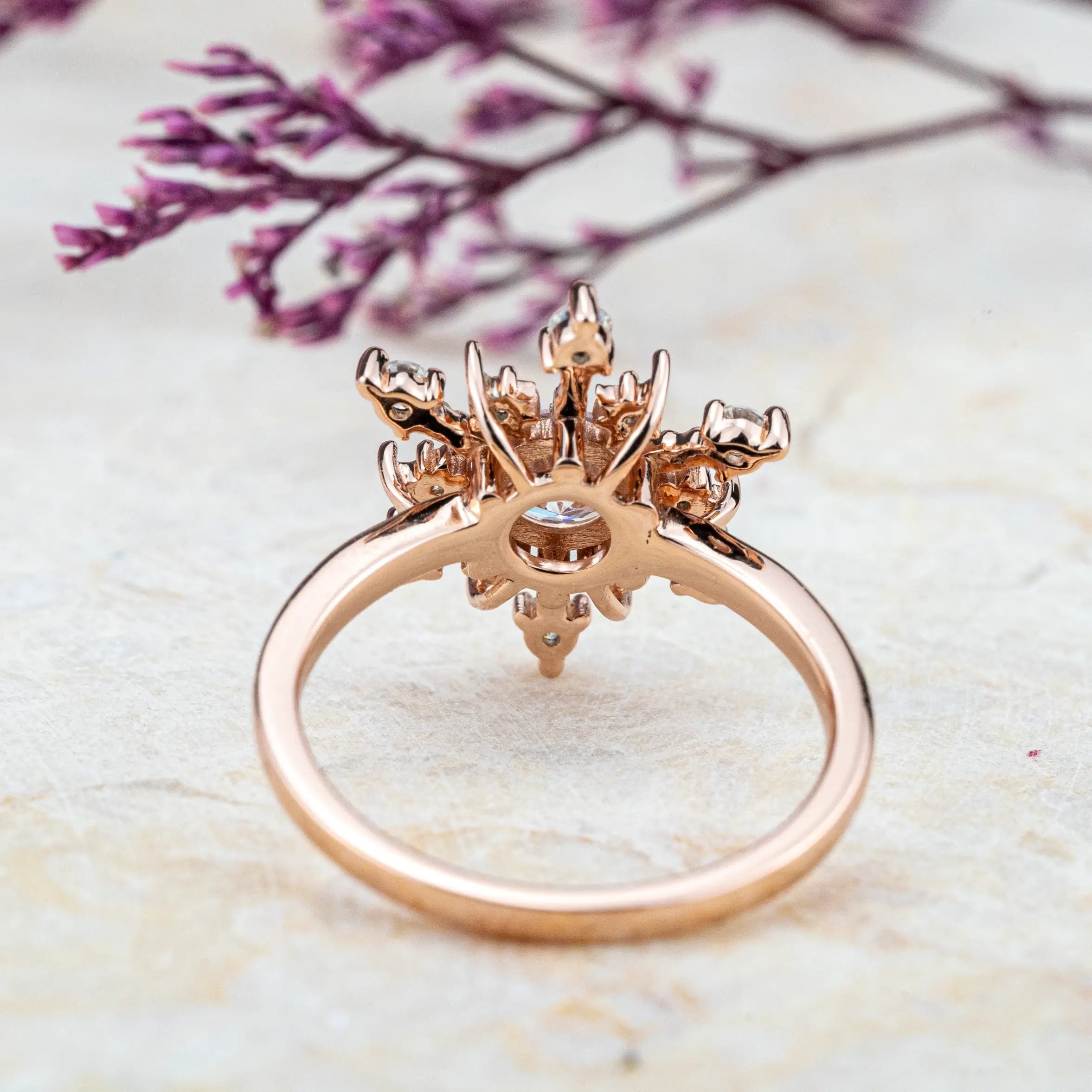 Eira Snowflake Moissanite Floral Ring | Winter-Inspired Christmas Gift