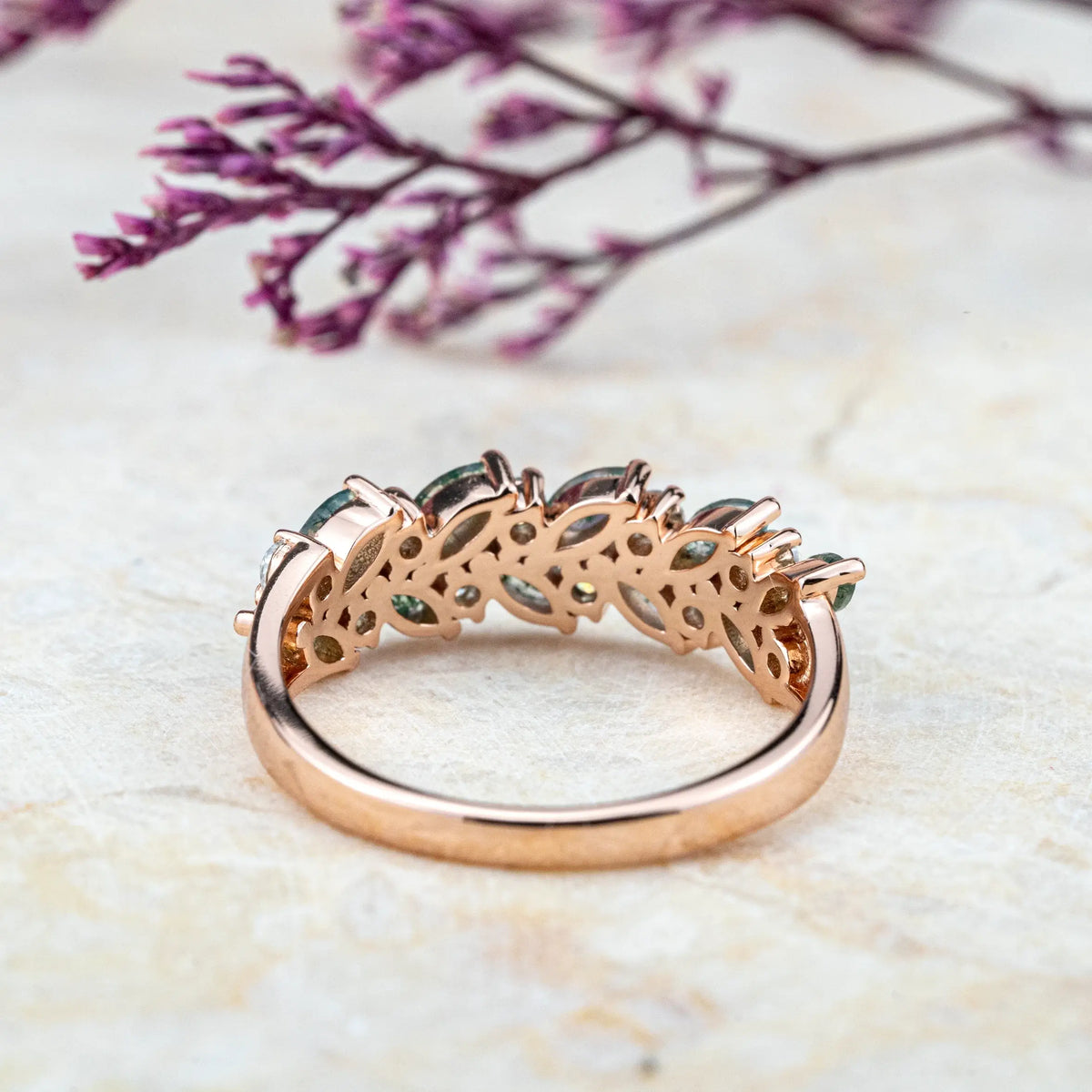 Evelyn Moss Ehering aus Achat und Diamanten | Von der Natur inspiriertes Design