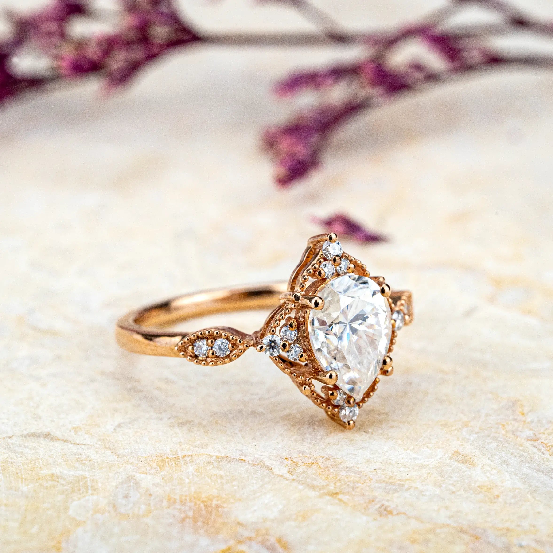 Cluster Rings vintage moissanite engagement rings