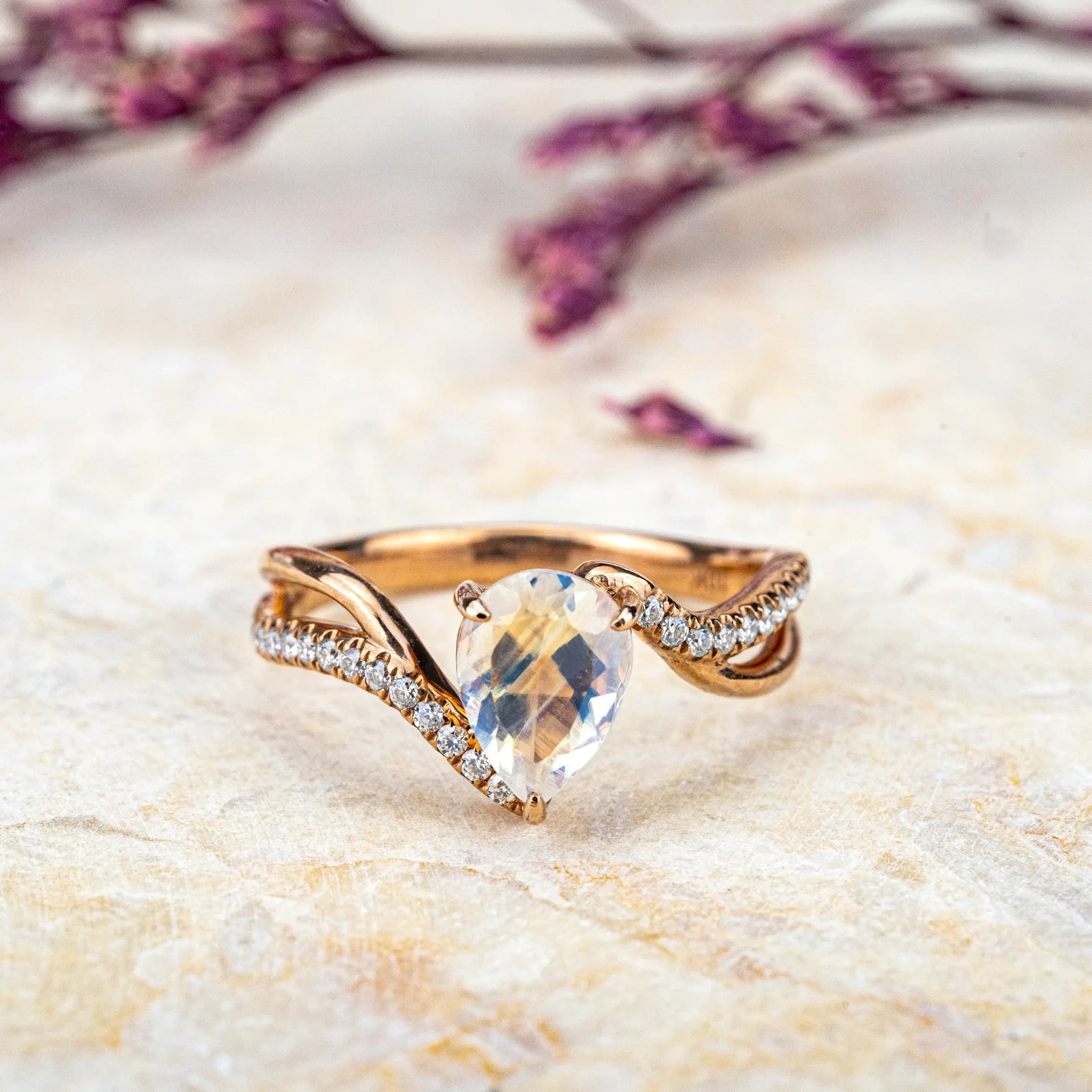 Natural Moonstone Engagement Rings For Ladies Birthstone Anniversary Ring