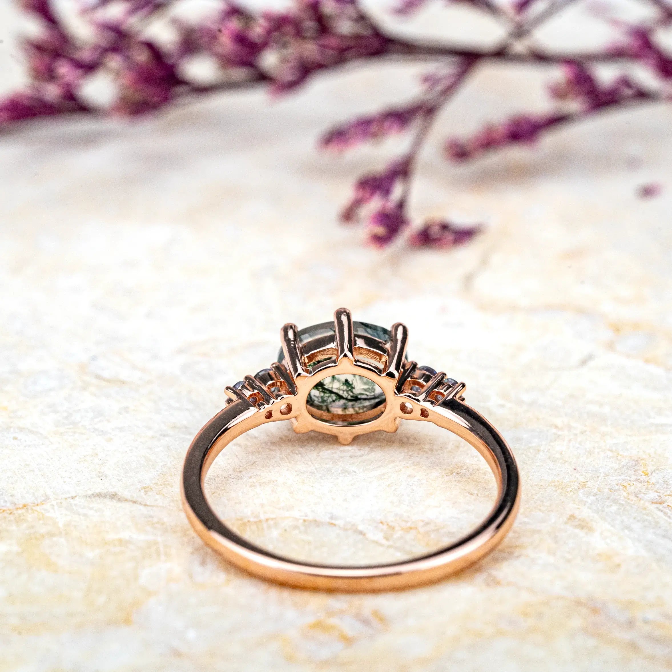 Moss Agate Taurus Engagement Ring – Spiritual Renewal Custom oval cut rings
