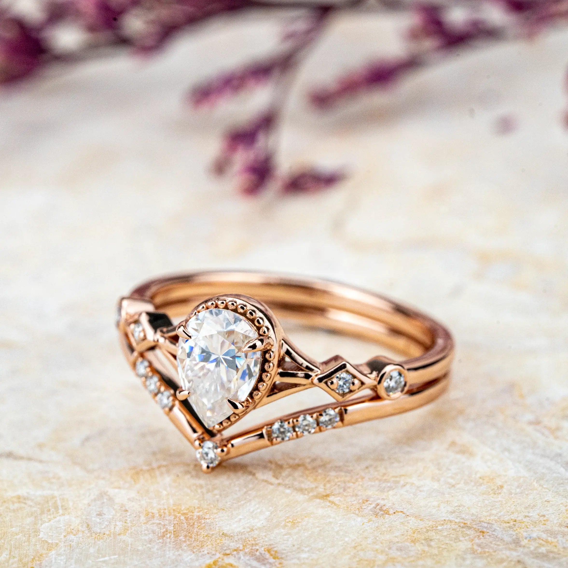 Custom Fine Arts Pear Cut Moissanite Engagement Rings Promise Jewelry for women gift