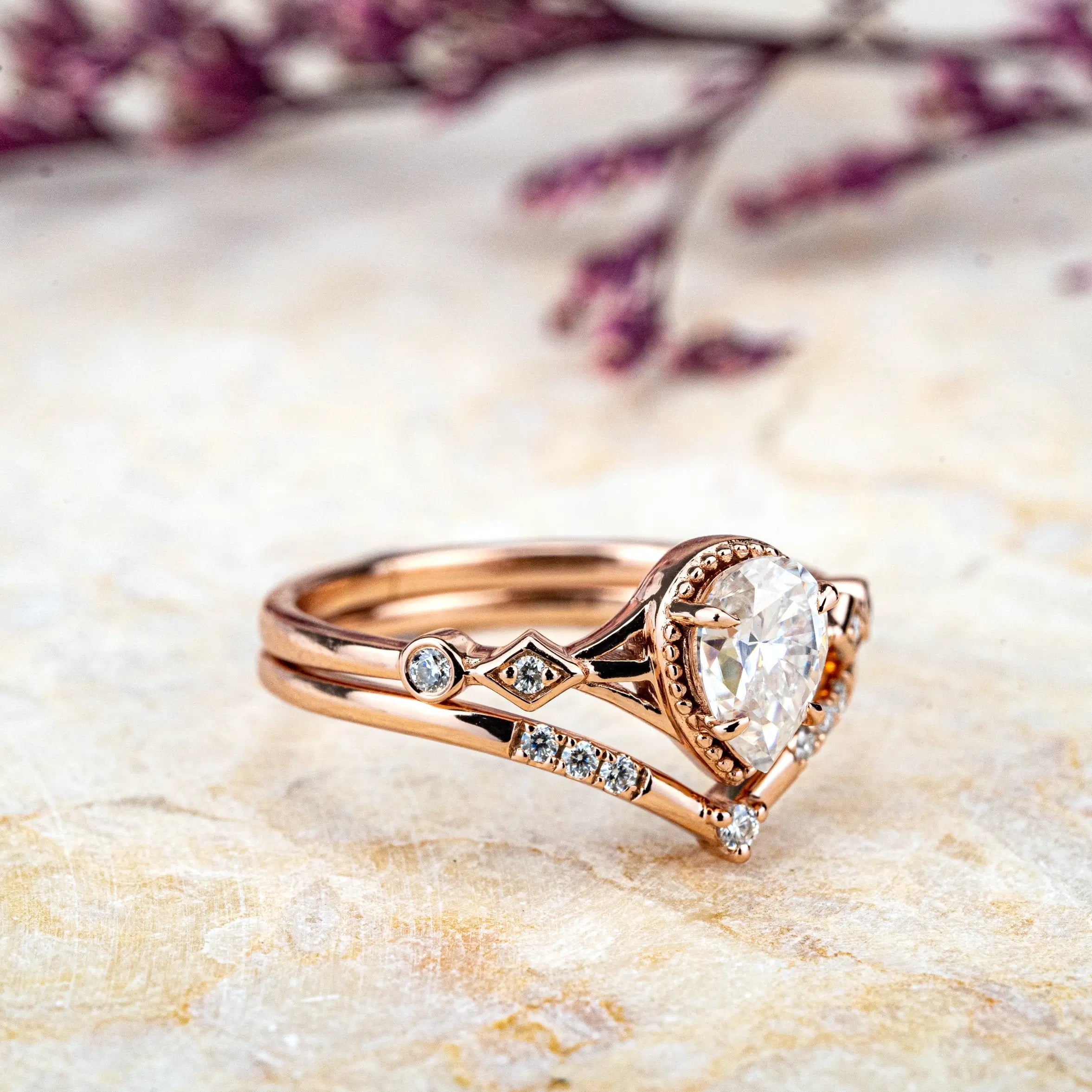 Custom Fine Arts Pear Cut Moissanite Engagement Rings Promise Jewelry for women gift