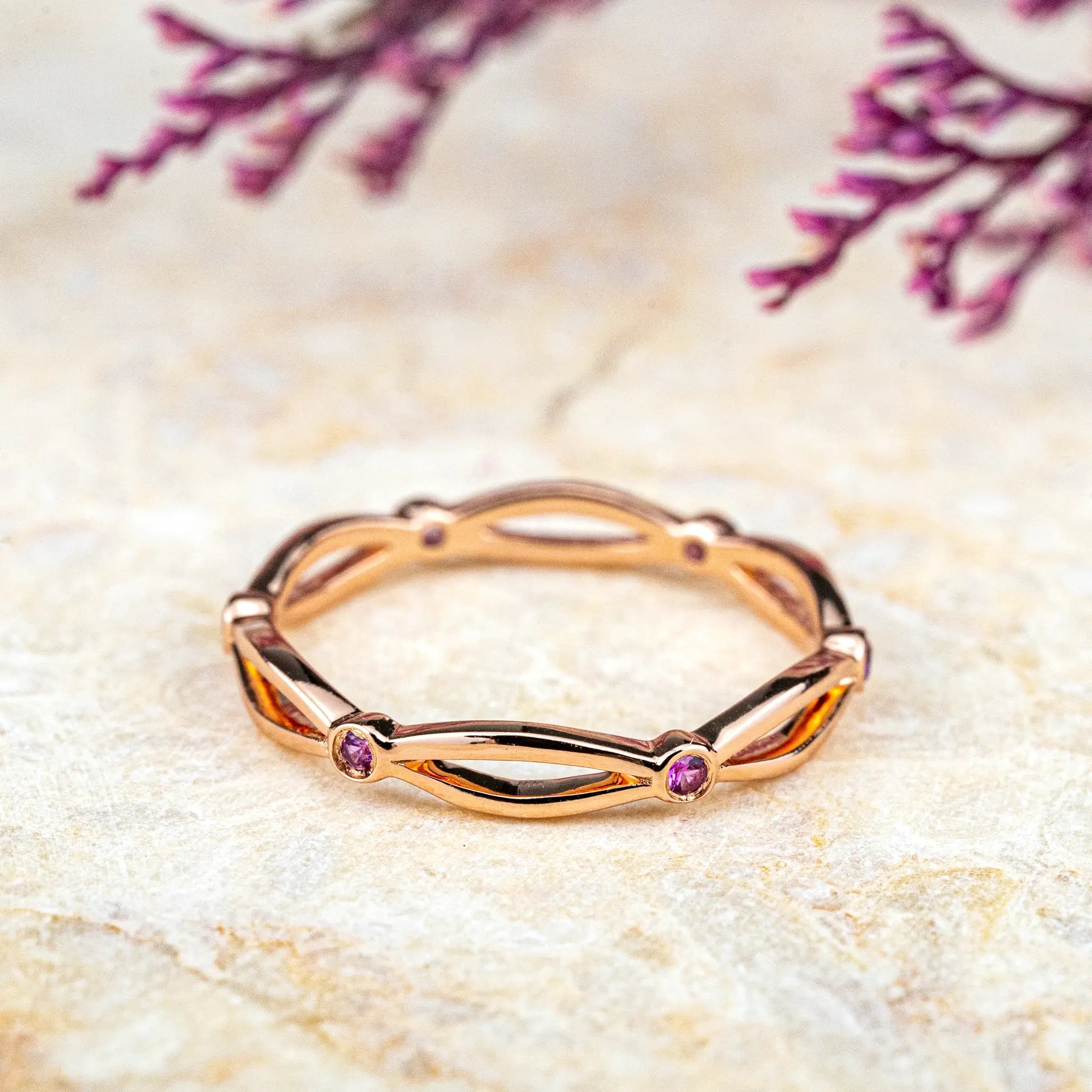 Amethyst Promise Rings– Delicate & Timeless Design Women Band