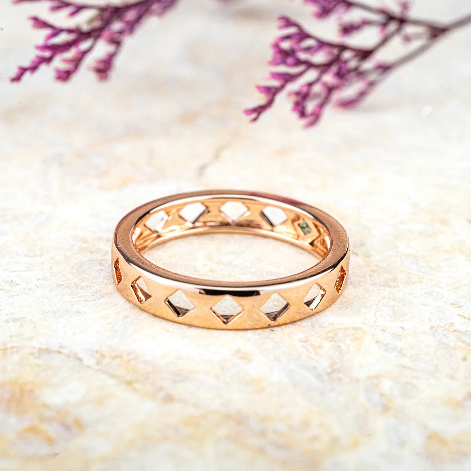 Custom handmade 14K Gold Hollow Couple Rings – Elegant Promise & Anniversary Bands