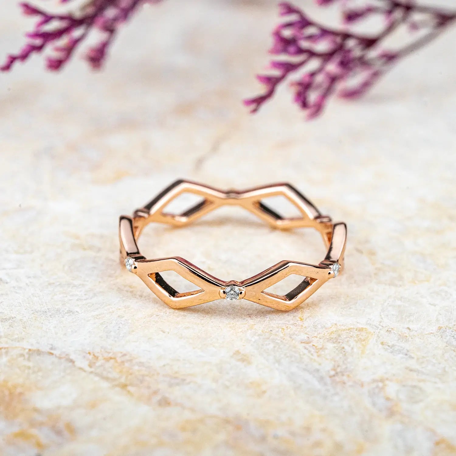 Custom handmade 14K Gold Hollow Couple Rings – Elegant Promise & Anniversary Bands