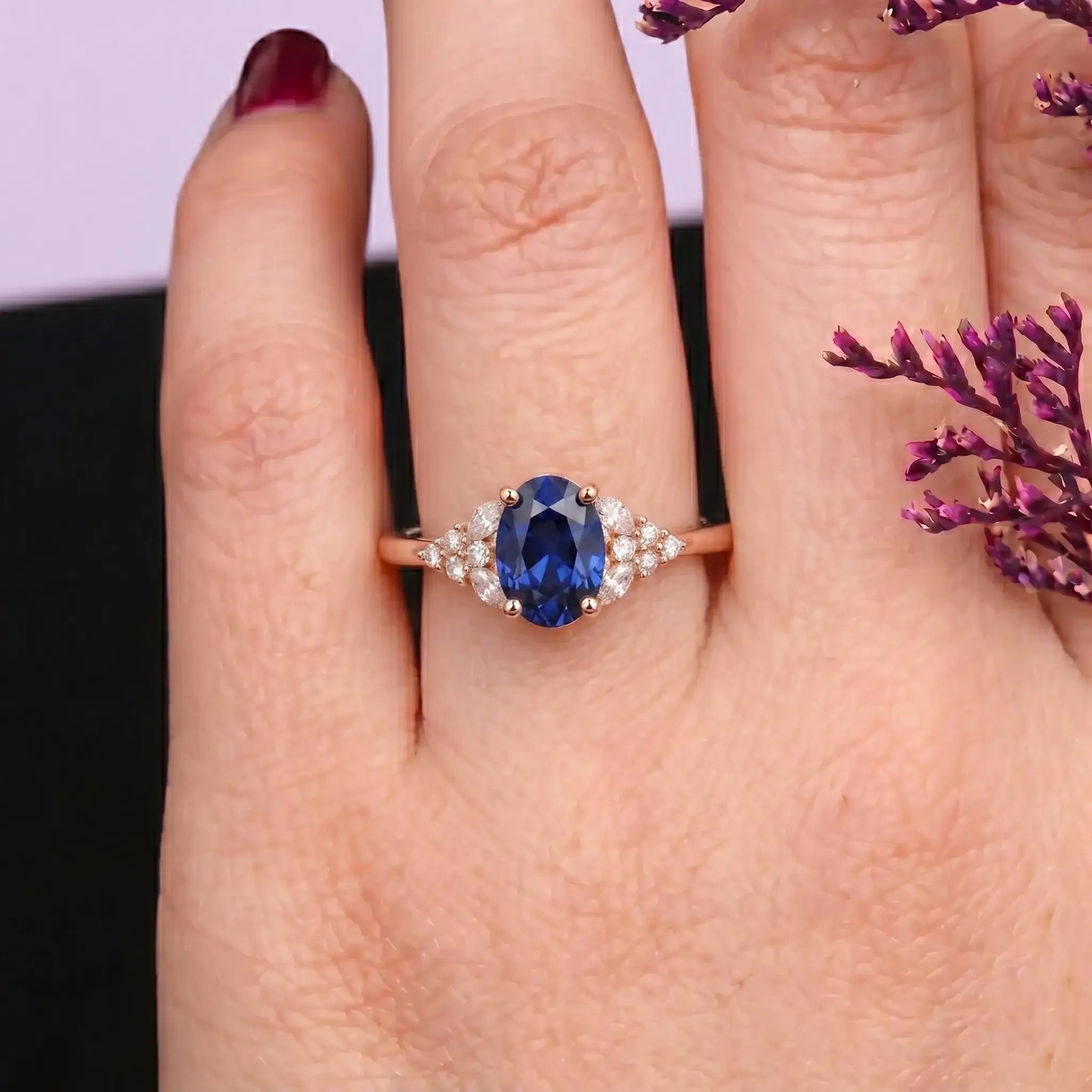 custom rose gold Oval Lab Sapphire Twisted Engagement Ring – September Birthstone orleone