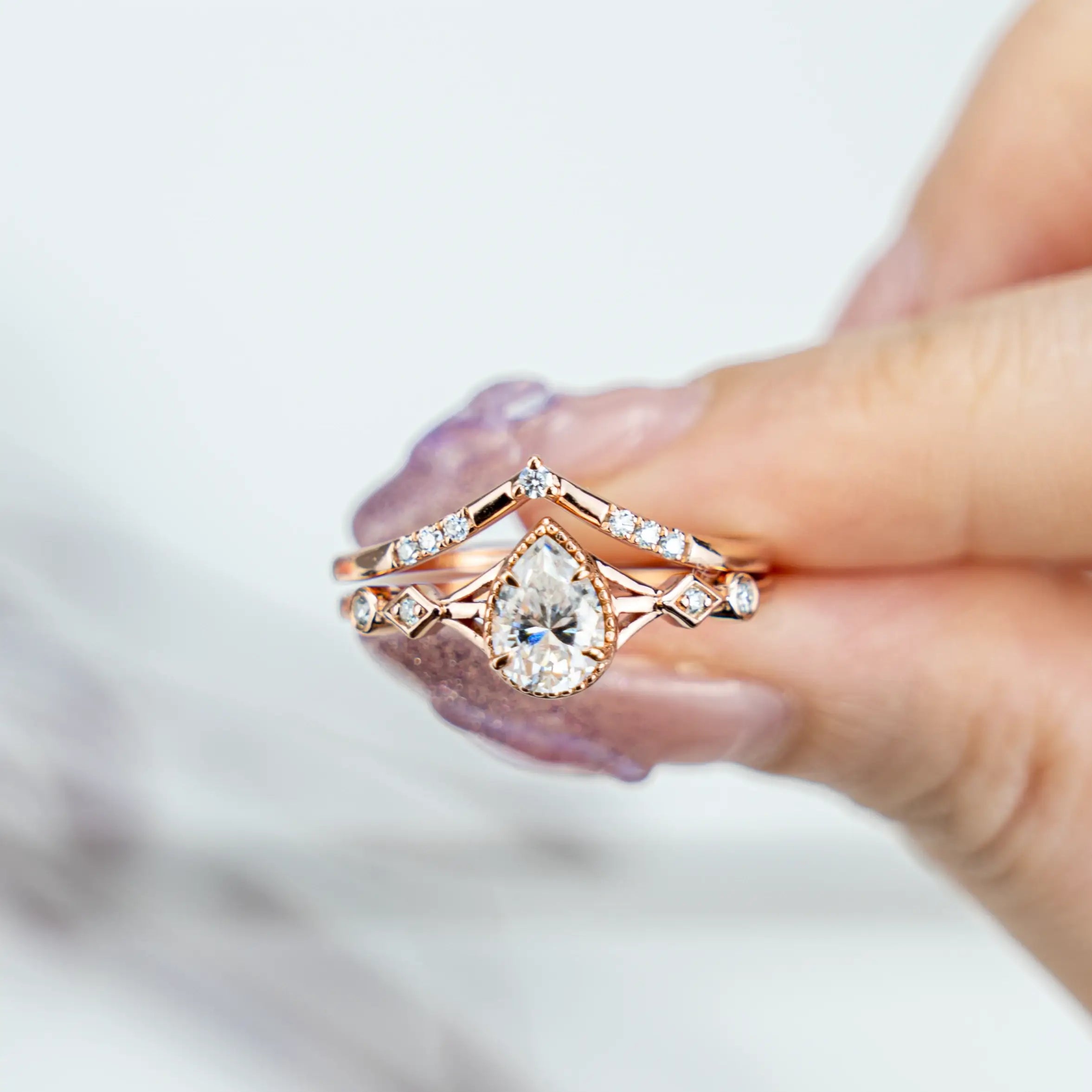 Custom Fine Arts Pear Cut Moissanite Engagement Rings Promise Jewelry For    women gift