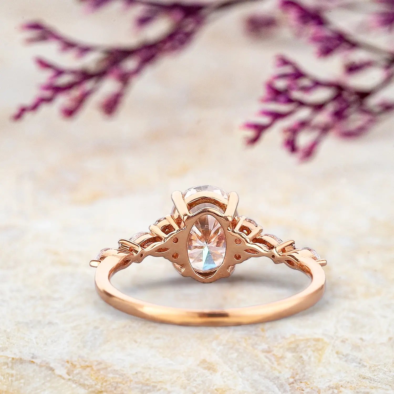 Delicate Moissanite Engagement Ring Minimalism Wedding Ring Solid Gold Diamond Cluster Rings for Women Anniversary Handmade Gift Christmas