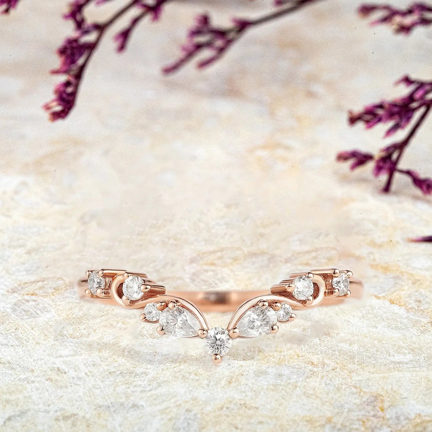 Mirela Moissanite Wedding Band – Vintage Twisted Matching Bands | Wedding ring matching