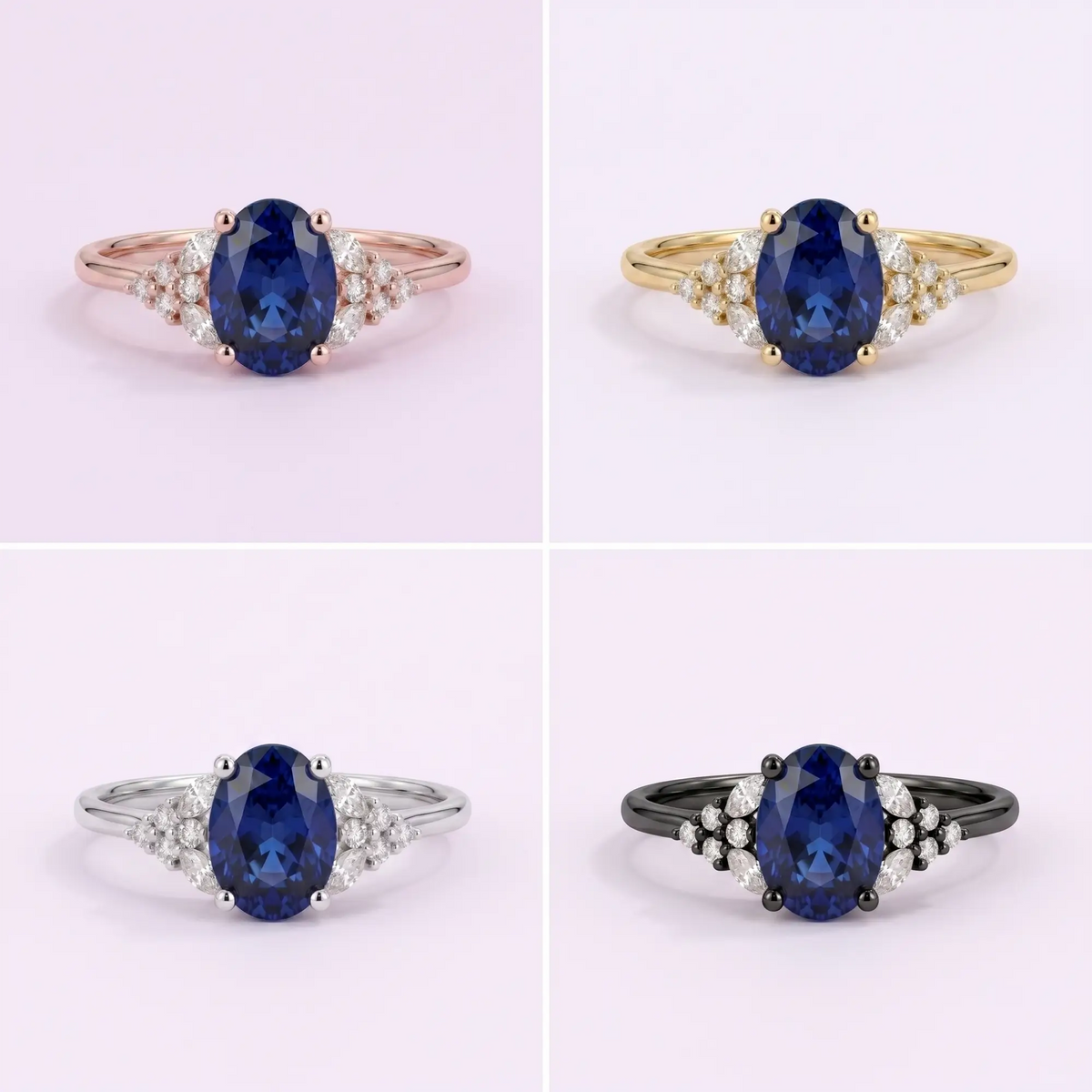 Oval Lab Sapphire Twisted Engagement Ring – September Birthstone