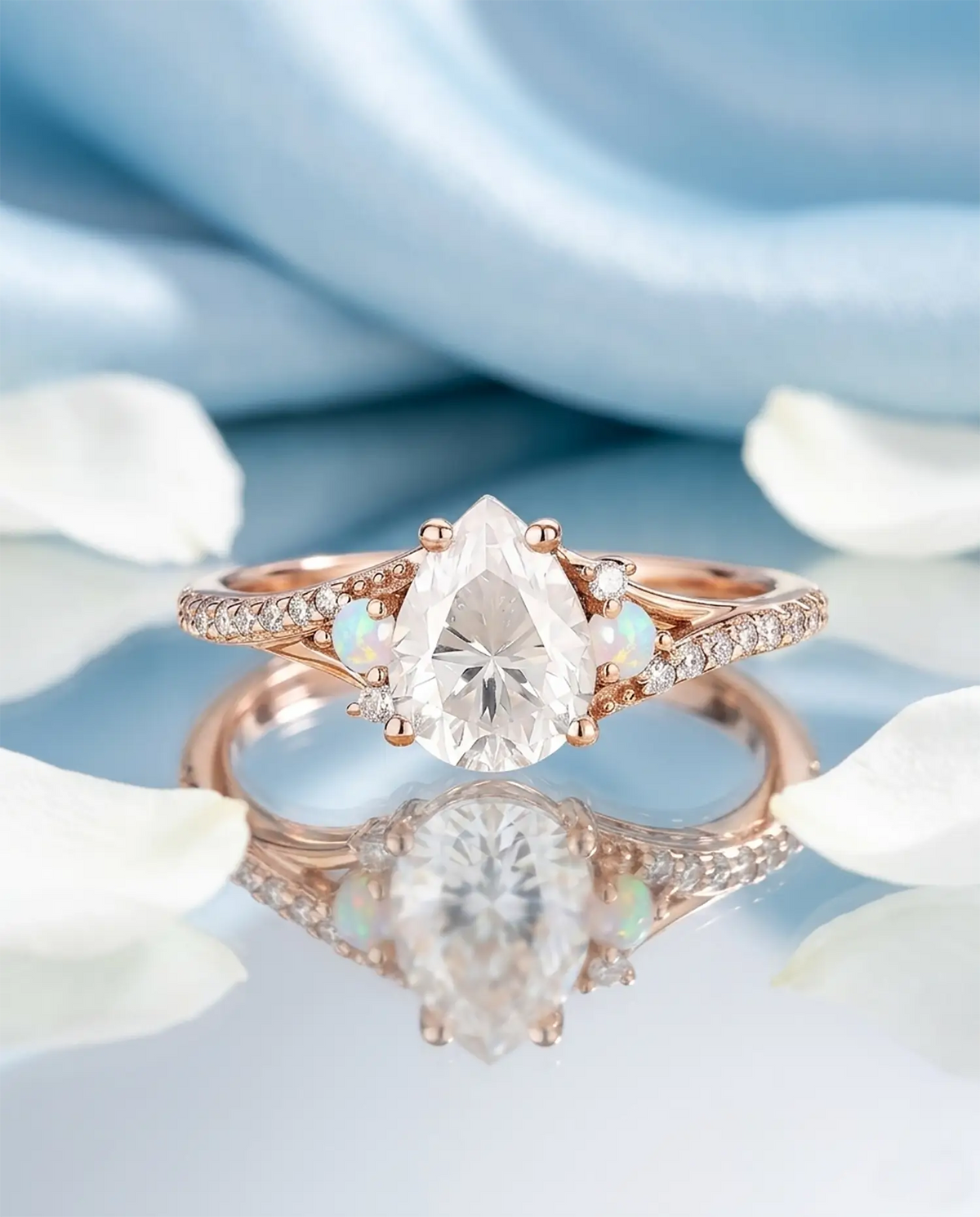Pear Cut Moissanite Engagement Ring Art Deco Promise Anniversary Gift – orleone jewelry