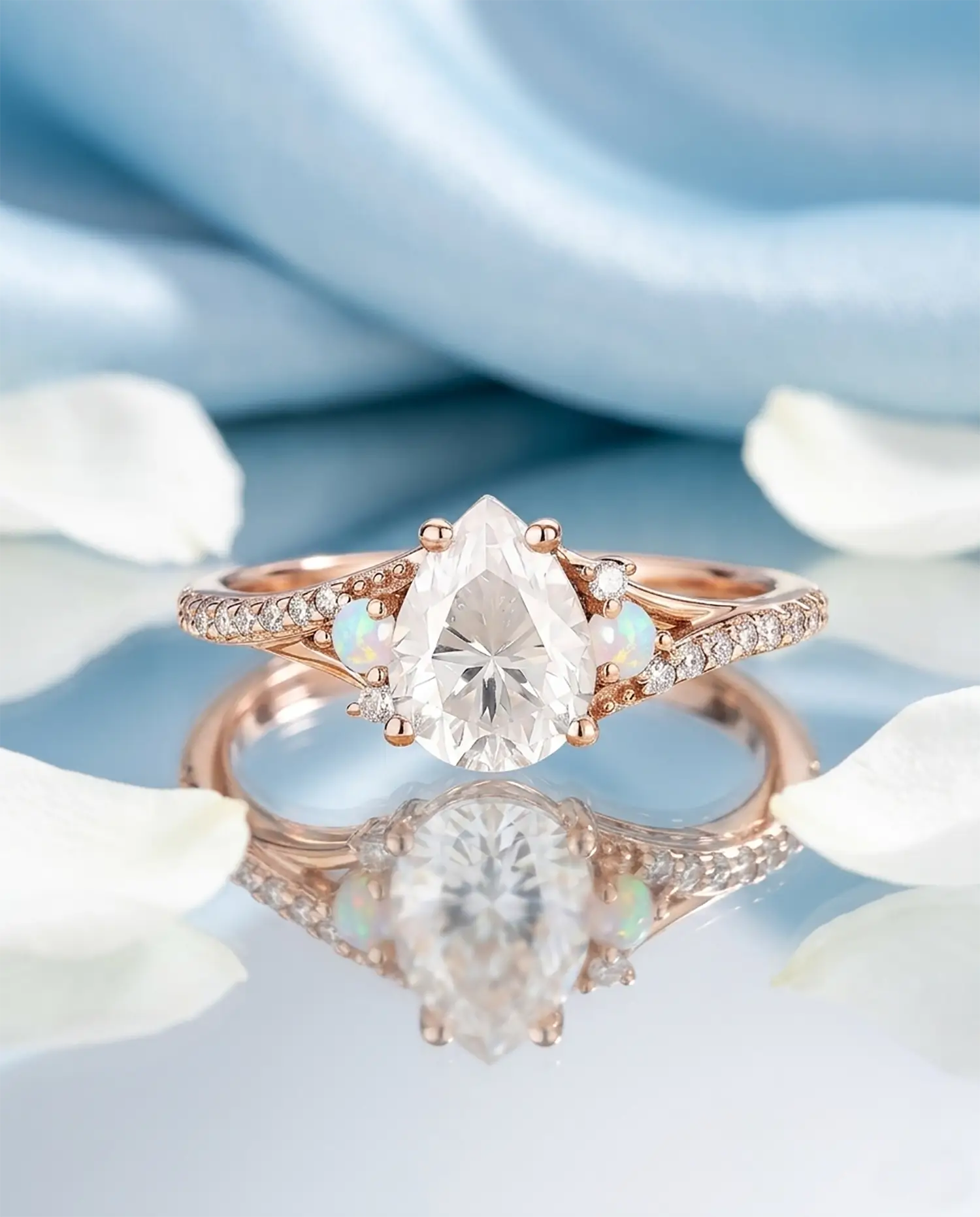 Pear Cut Moissanite Engagement Ring Art Deco Promise Anniversary Gift – orleone jewelry