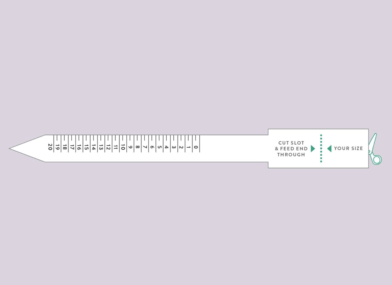 Printable paper ring size tool wrapped around finger