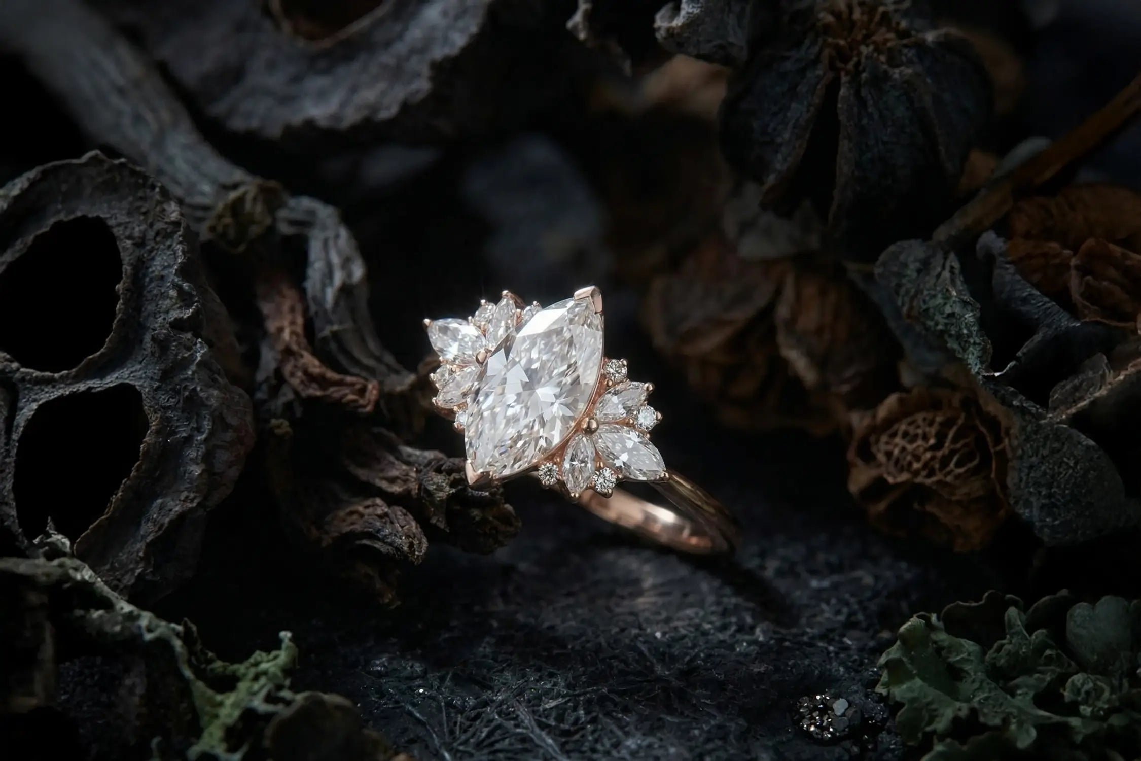 orleone moissanite engagement ring flora design