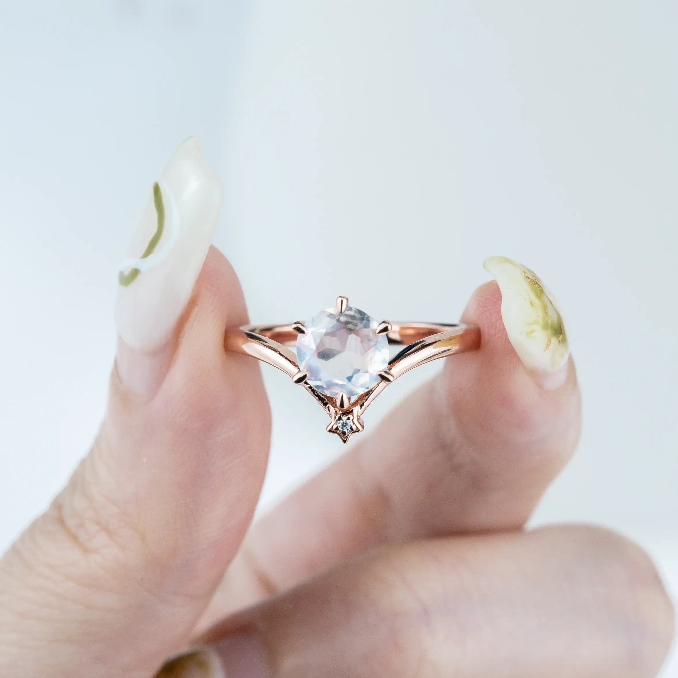 orleone custom Solitaire Rings Moonstone Ring engagement rings for women Minimalist Ring