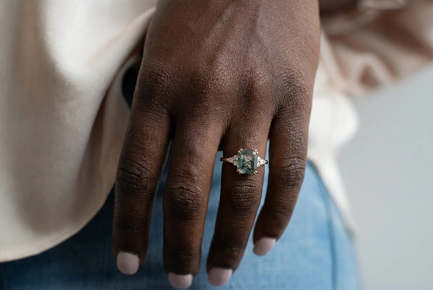 orleone custom moss agate engagement ring for women gift