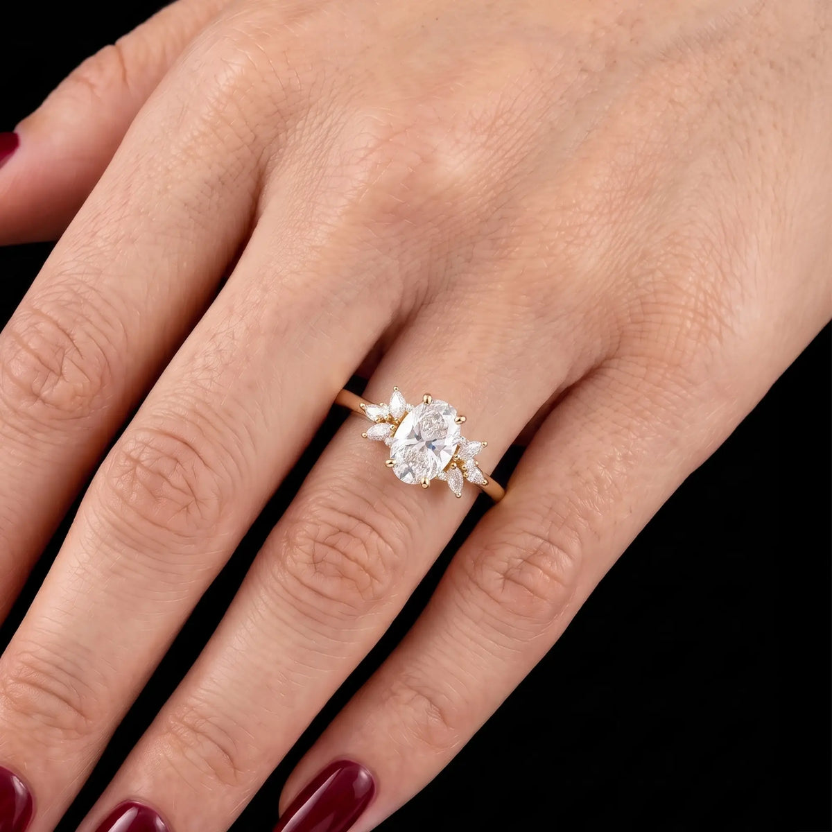 Elegant oval moissanite anniversary ring shown as a refined everyday gold ring anniversary gift for women