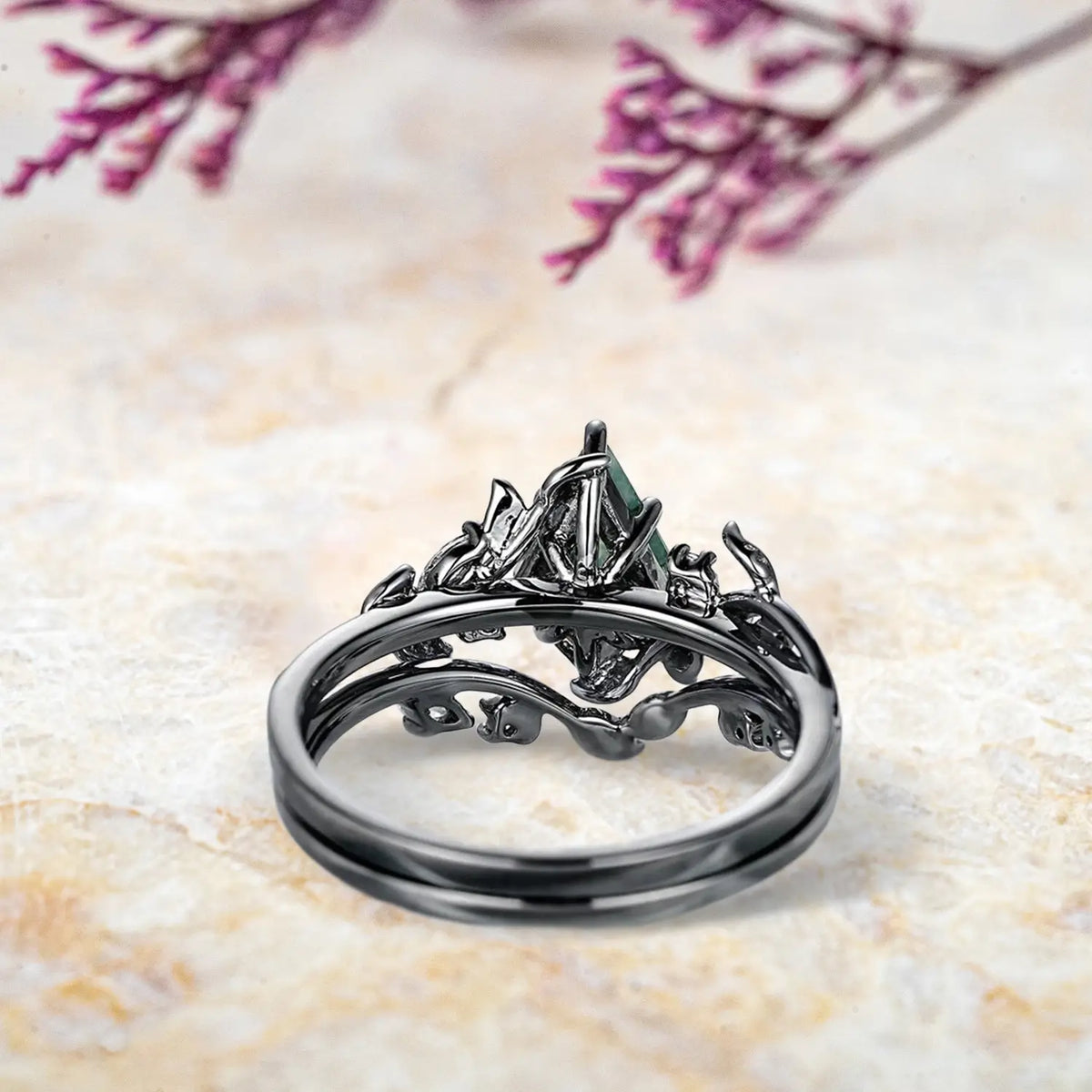 black gold ring set