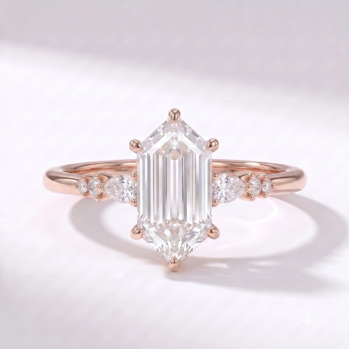 Lumina Elongated Hexagon Moissanite Engagement Ring