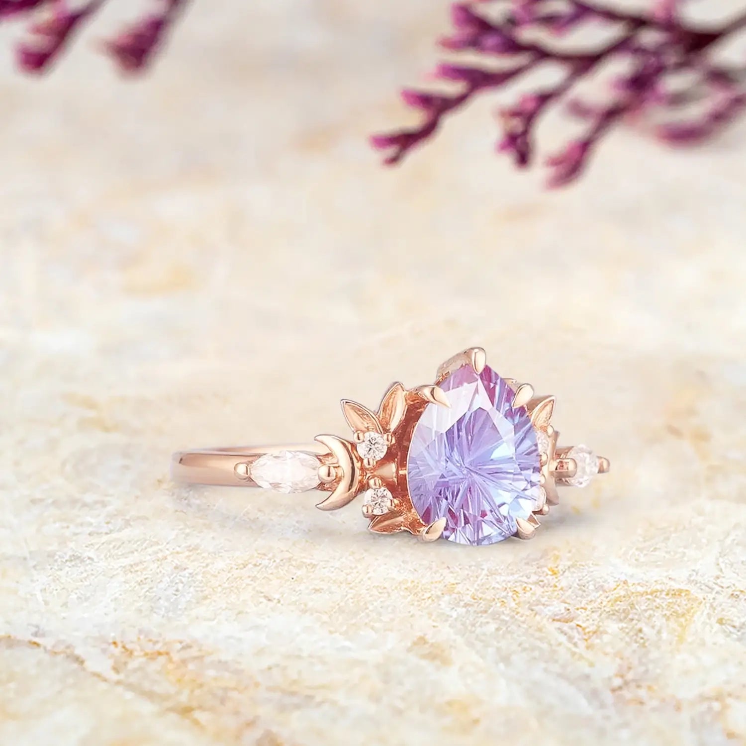 custom 14k rose gold ring june birthstone ring for women gift