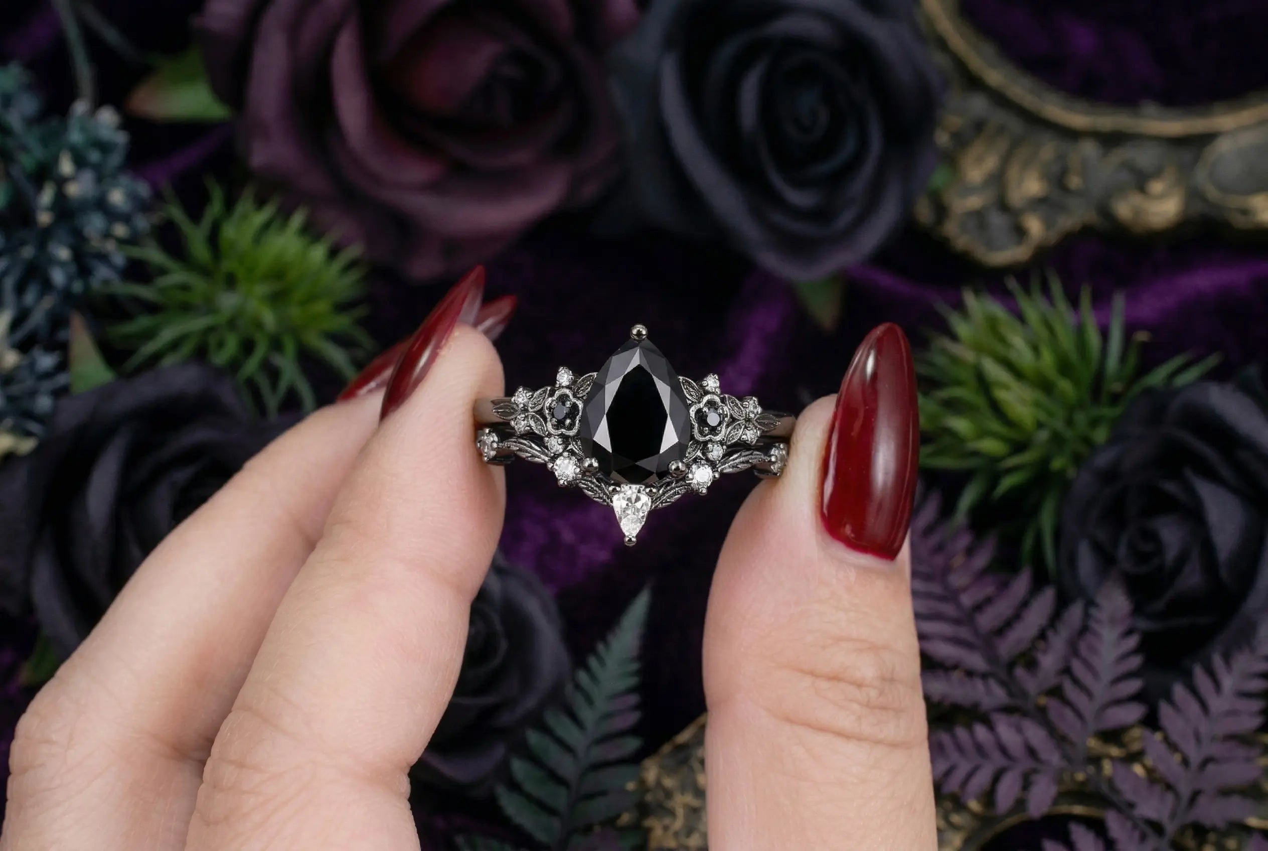 Orleone Black Onyx Engagement Rings