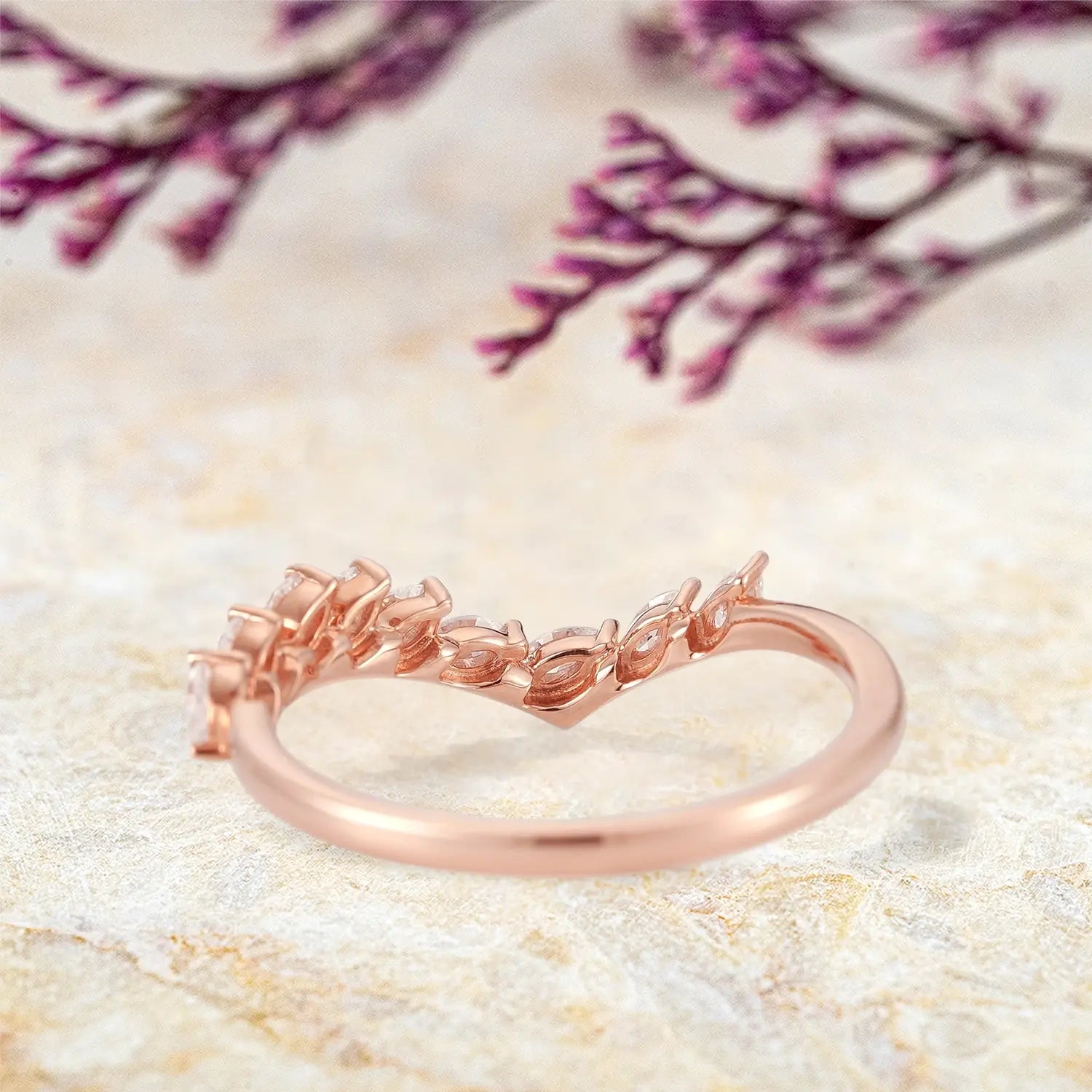 Irregular Moissanite Curved Wedding Band – Unique, Modern Design | orleone